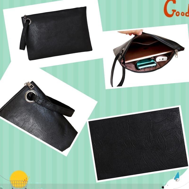 Bolso de Noche Oversize de Cuero PU Negro para Mujeres