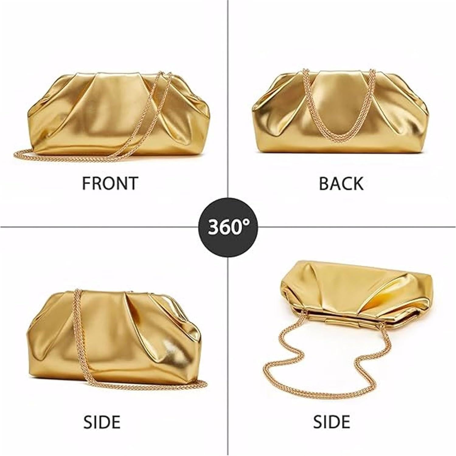 Bolso Clutch de Cuero Vegano para Mujeres - Negro - 26.67x15.24cm