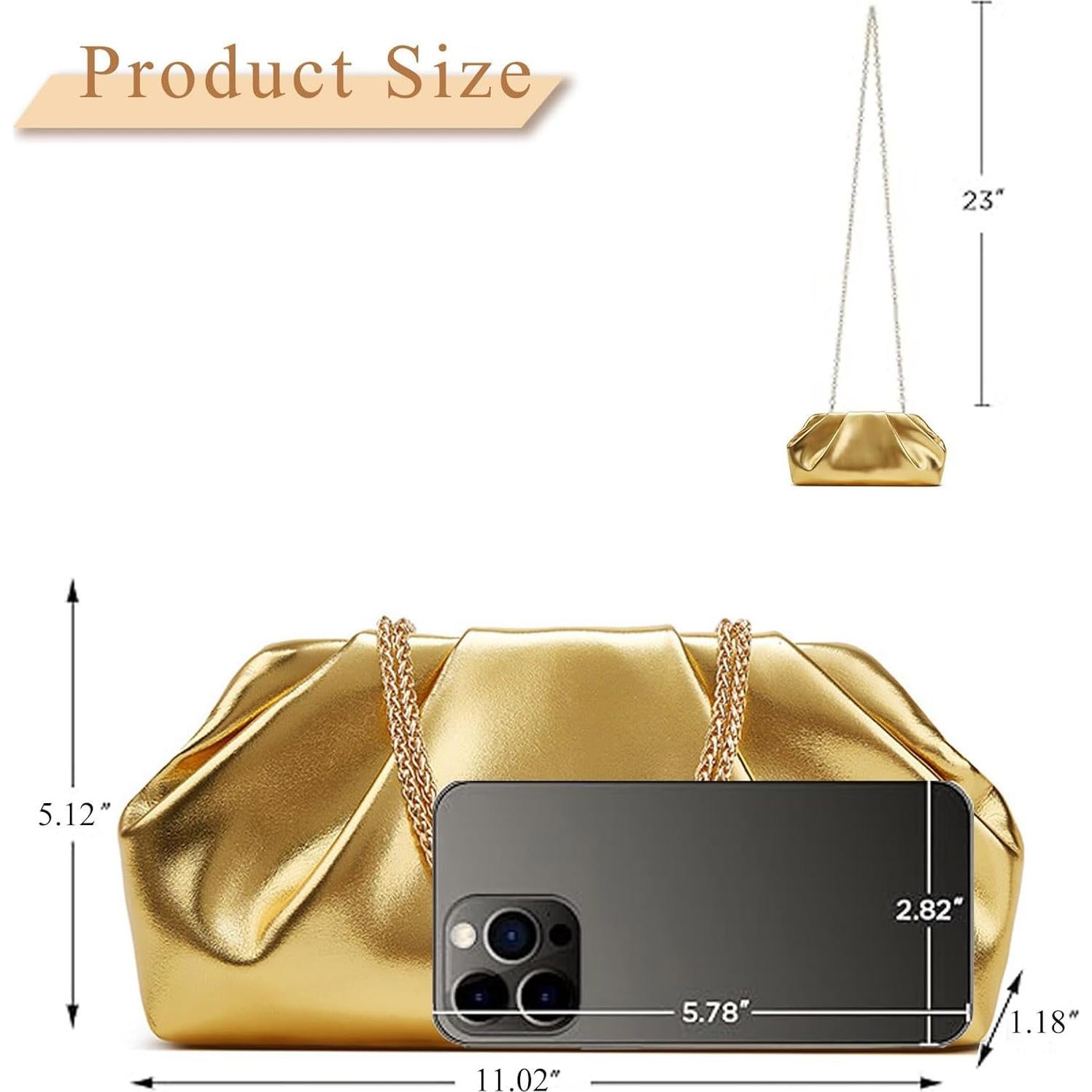 Bolso Clutch de Cuero Vegano para Mujeres - Negro - 26.67x15.24cm