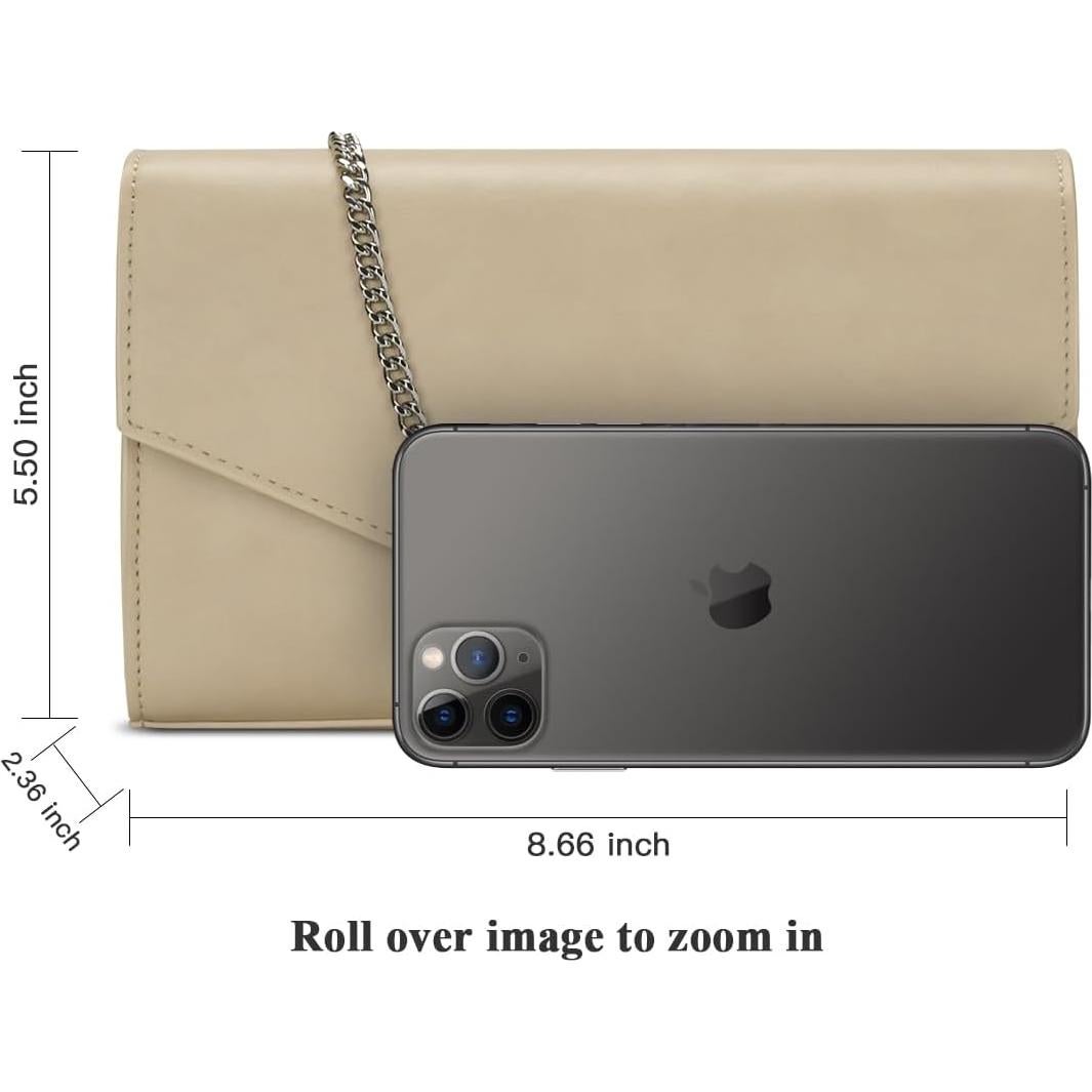 Cartera Clutch GM LIKKIE para Mujeres Beige, 22x6x14 cm