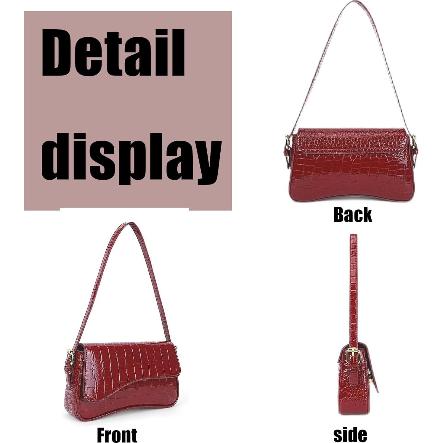 Bolso Tote de PU para Mujeres con 2 Correas Removibles - Rojo