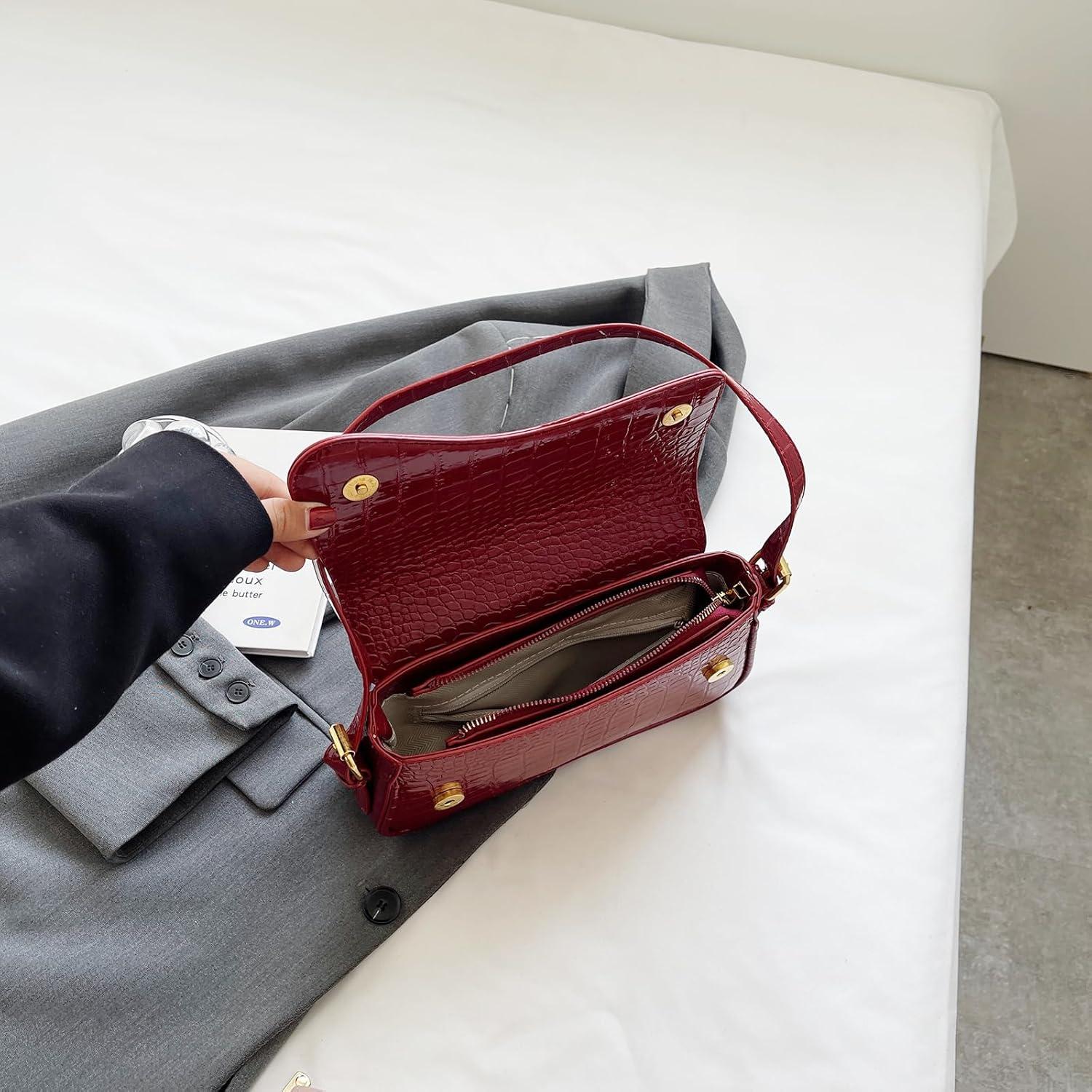 Bolso Tote de PU para Mujeres con 2 Correas Removibles - Rojo