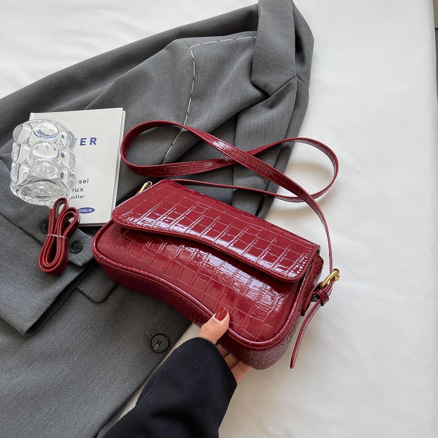 Bolso Tote de PU para Mujeres con 2 Correas Removibles - Rojo