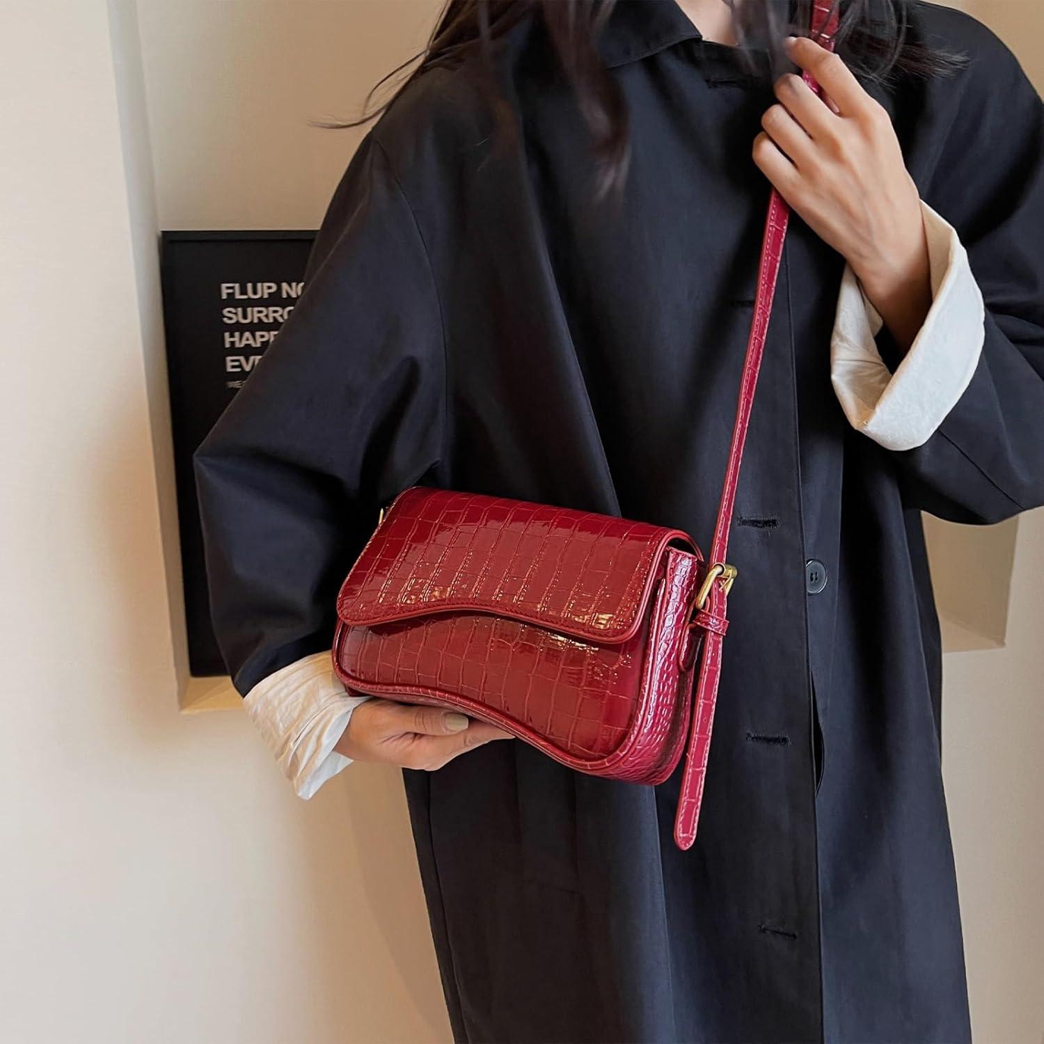 Bolso Tote de PU para Mujeres con 2 Correas Removibles - Rojo