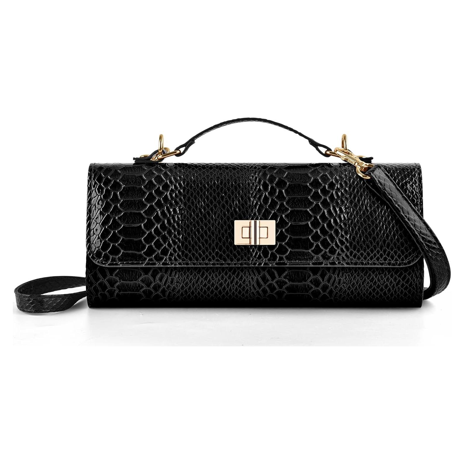 Bolso Clutch de Noche ERKOON para Mujeres - Negro 24.9x10.4 cm