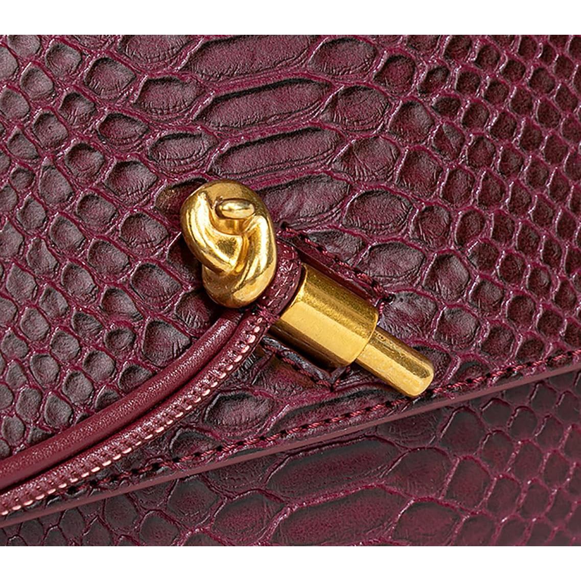 Bolso de mano de cuero PU esmeralda con estampado cocodrilo