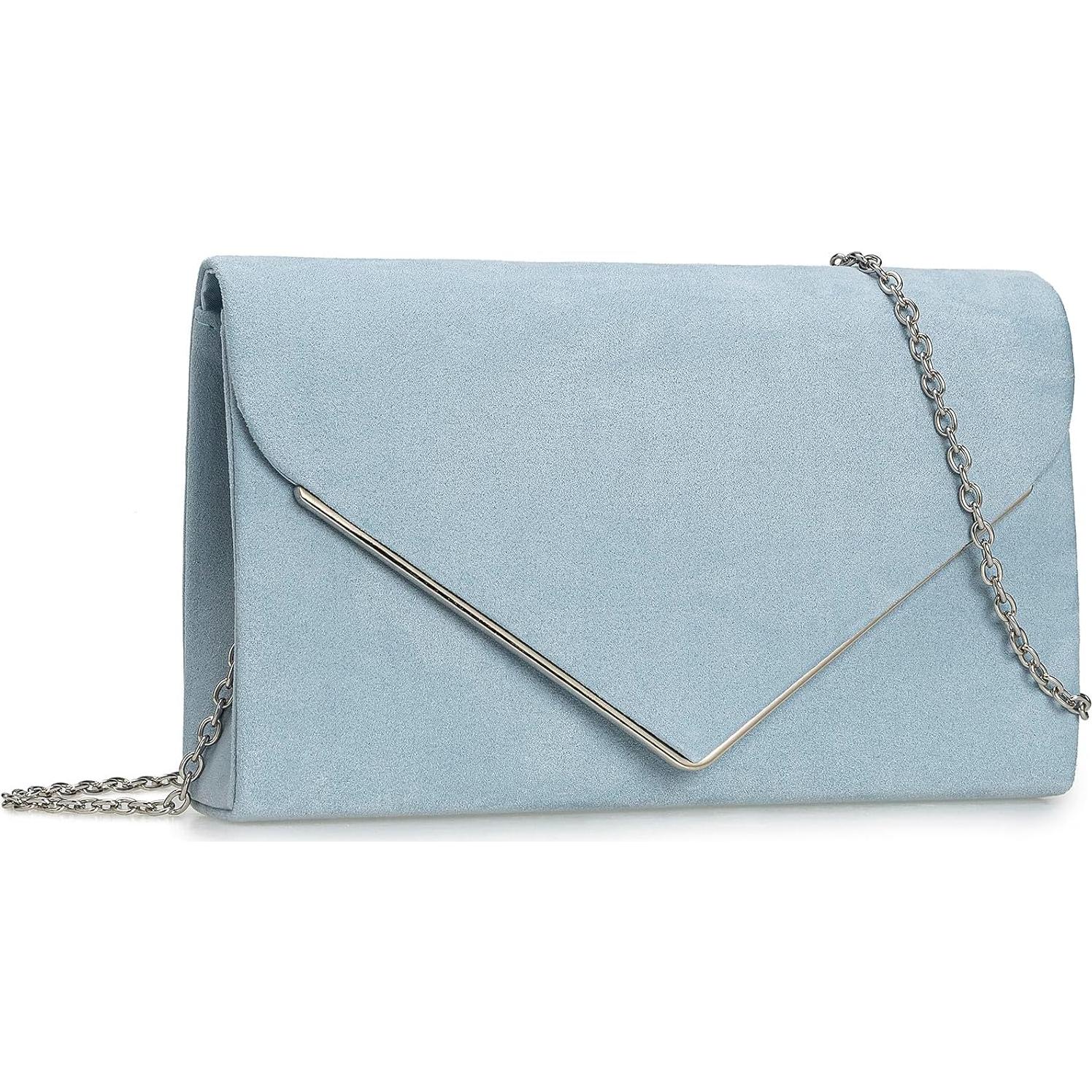 Bolso de Mano Charming Tailor Suede Sintético Azul Claro 21.6x13cm
