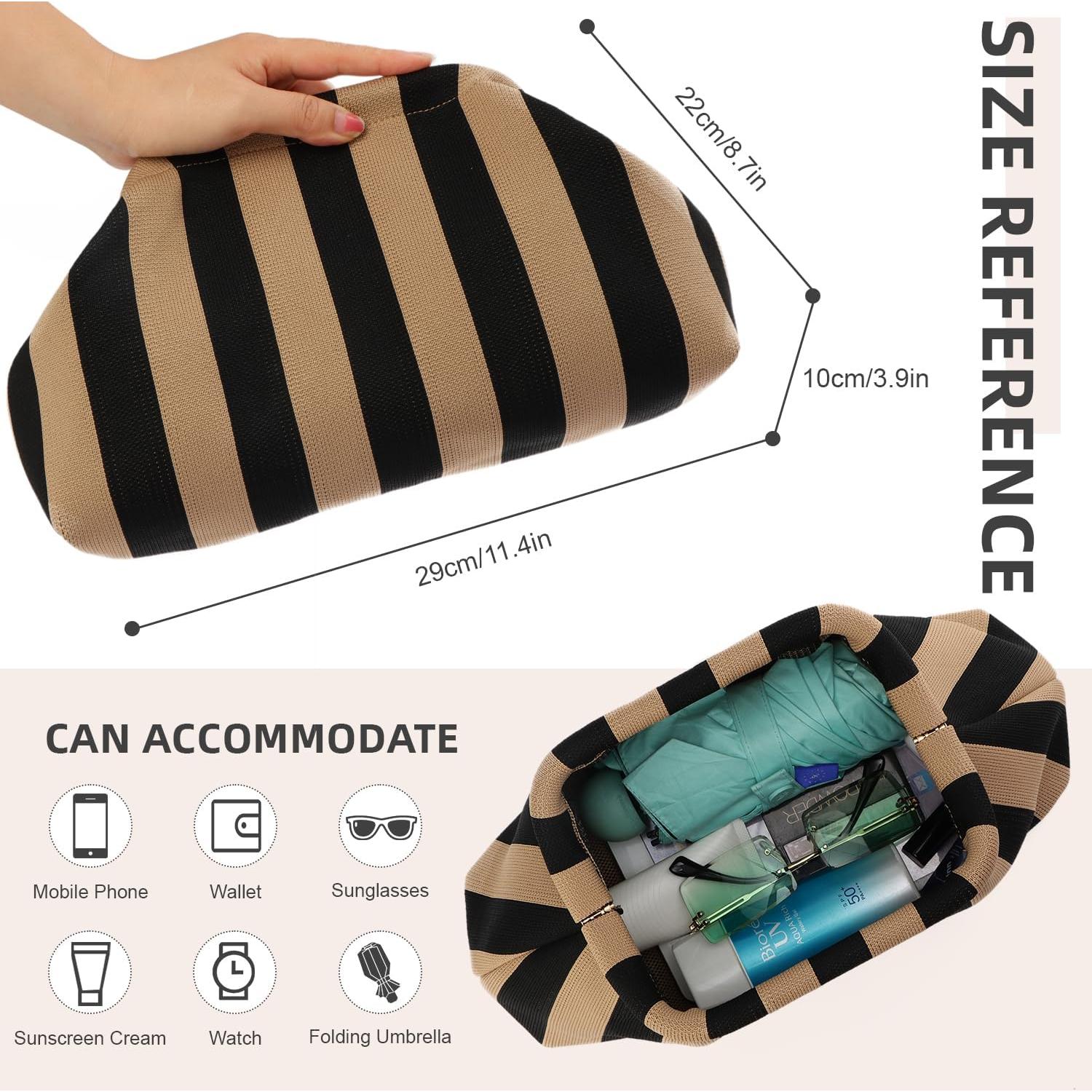 Bolso de Mano Tejido Oweisong para Mujeres 29x22cm Rayado