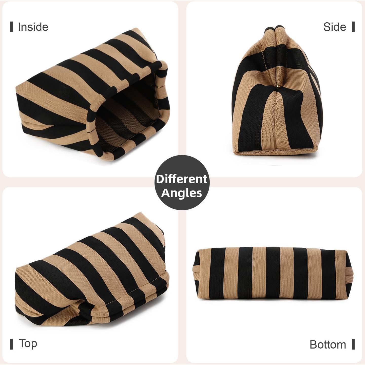 Bolso de Mano Tejido Oweisong para Mujeres 29x22cm Rayado