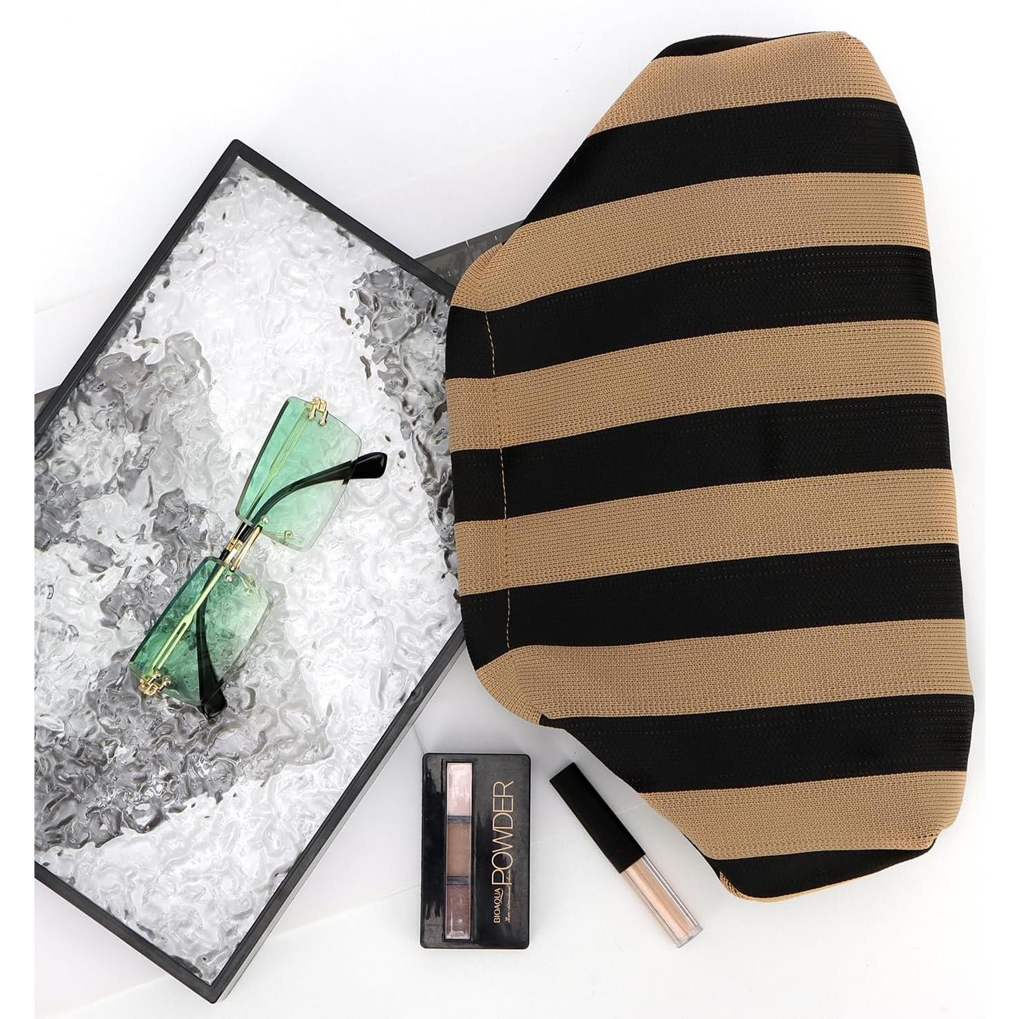 Bolso de Mano Tejido Oweisong para Mujeres 29x22cm Rayado