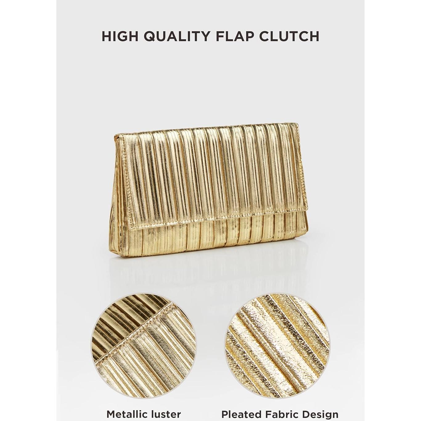 Bolso de Noche Plisado Dorado BABEYOND para Mujeres