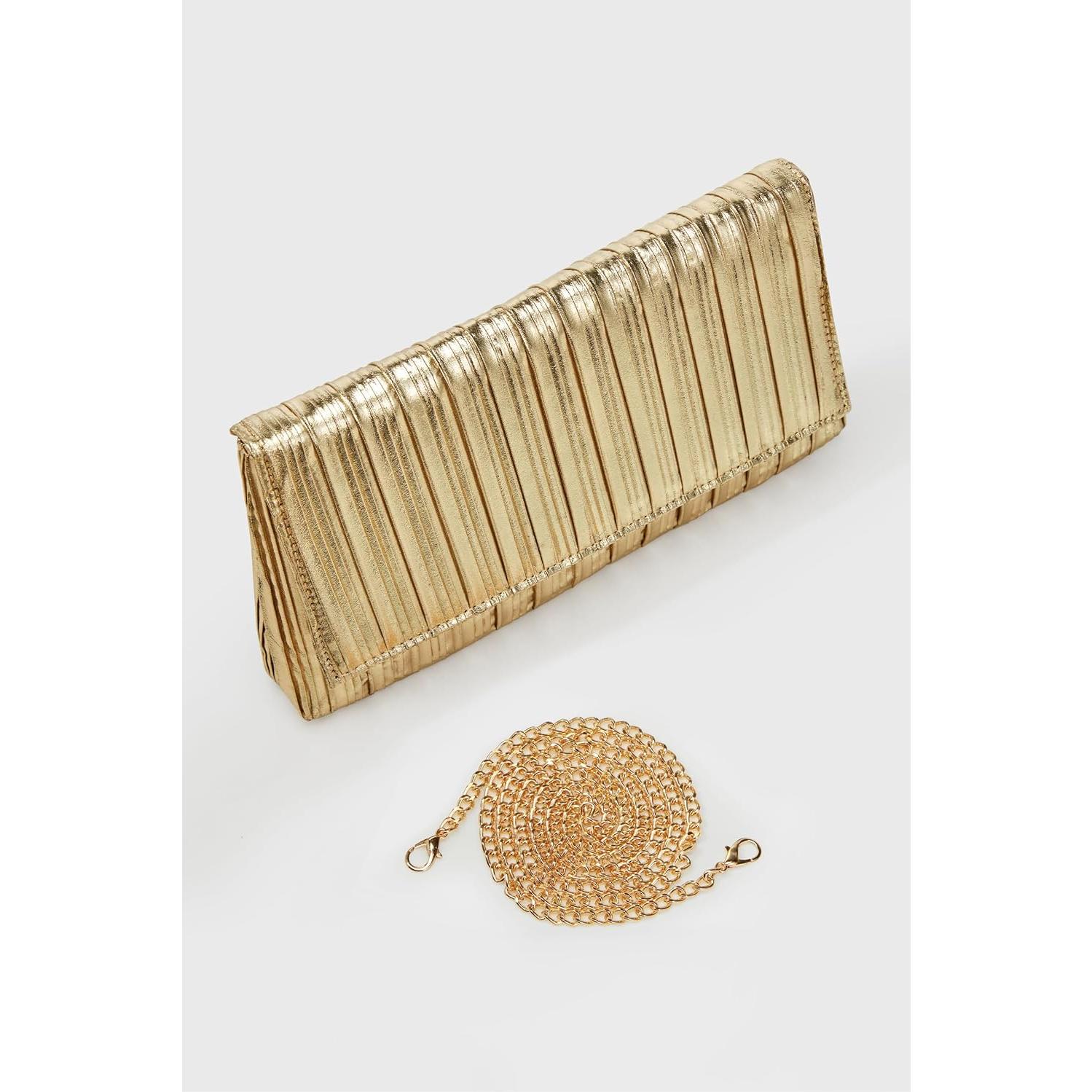 Bolso de Noche Plisado Dorado BABEYOND para Mujeres