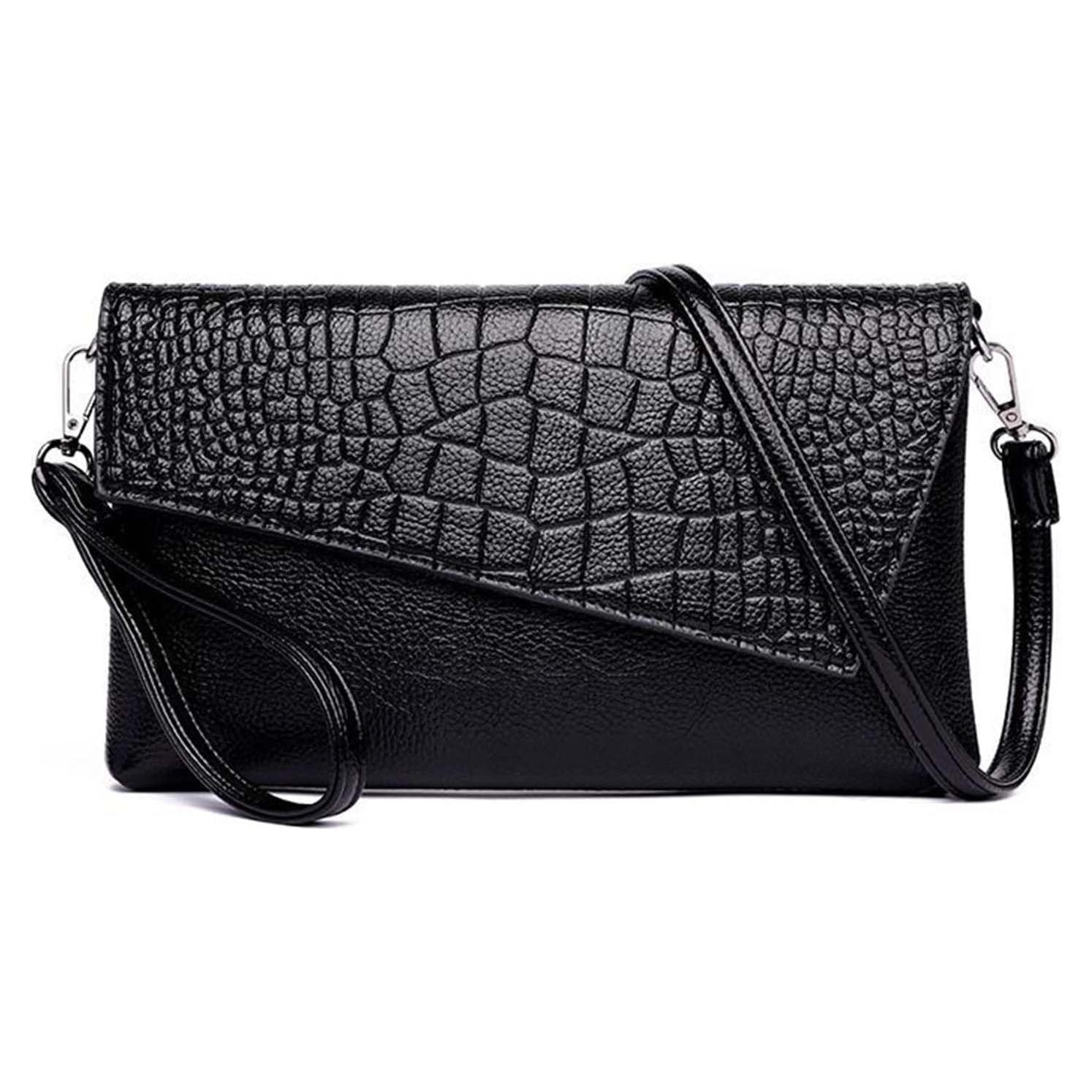 Bolso Clutch Negro de PU para Mujeres 27x16x2.5cm