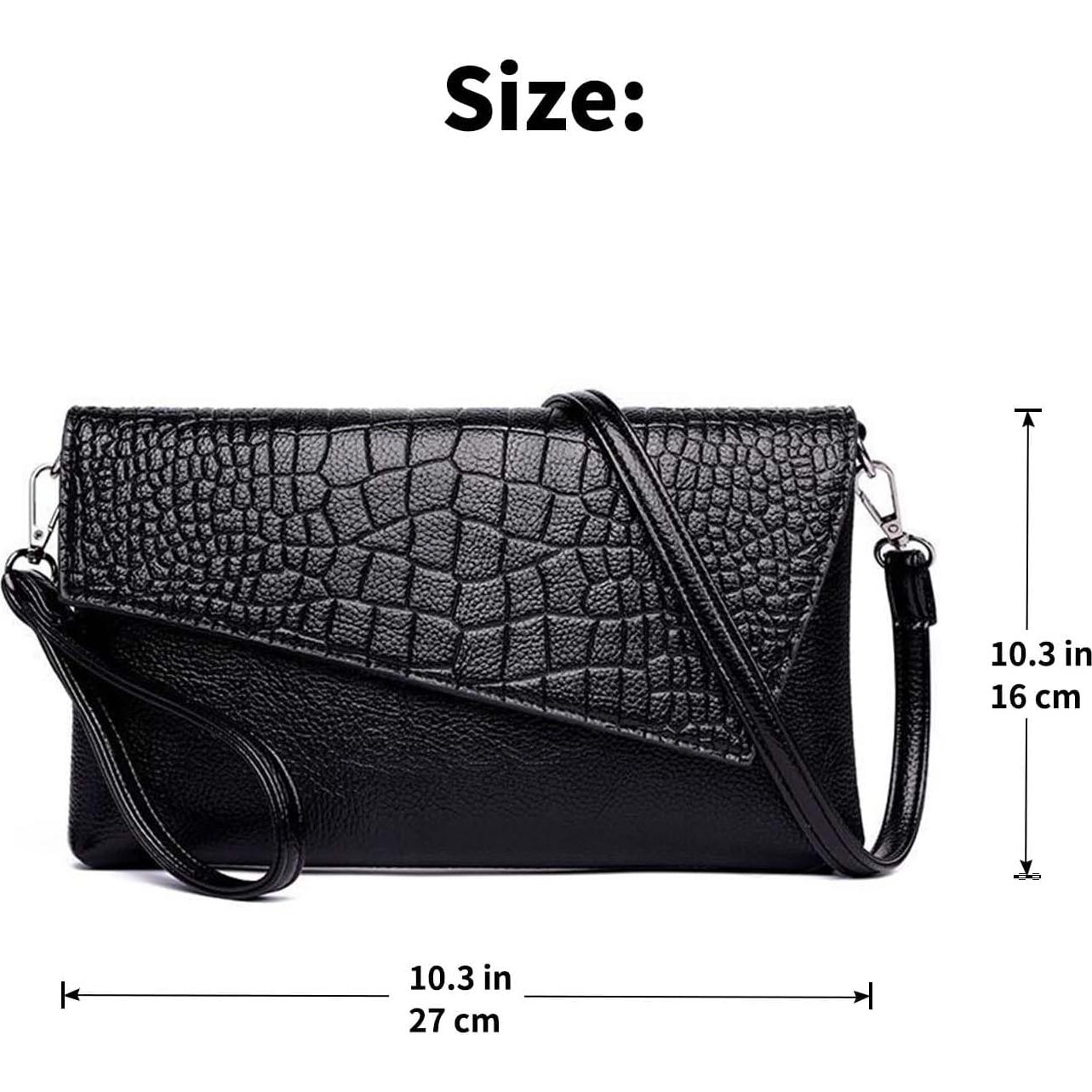 Bolso Clutch Negro de PU para Mujeres 27x16x2.5cm