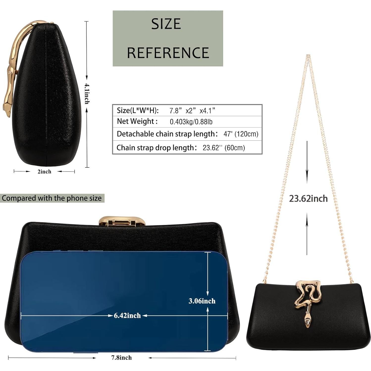 Bolso de Mano Formal Venoline Negro de Cuero Sintético 20x10.6x5.2cm