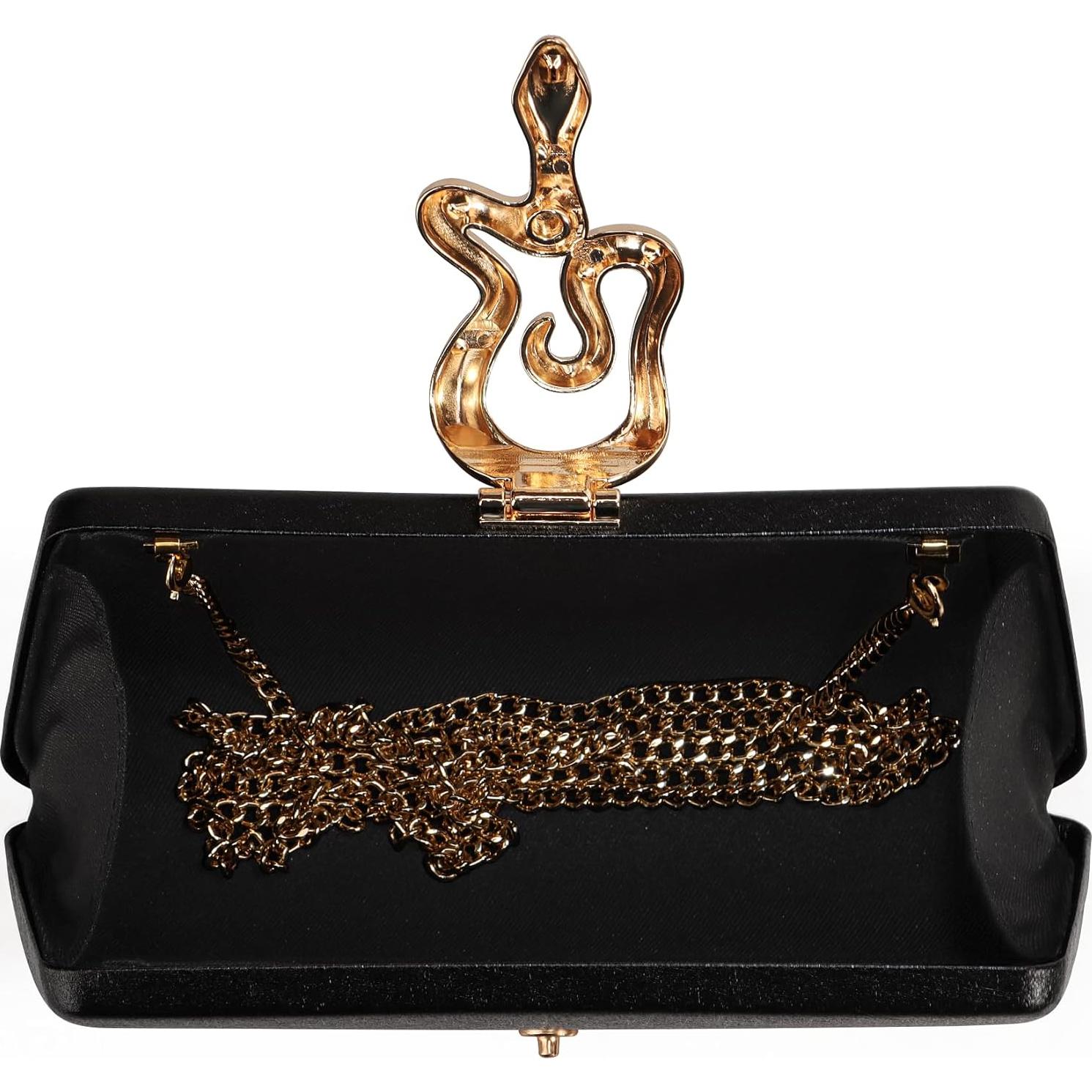 Bolso de Mano Formal Venoline Negro de Cuero Sintético 20x10.6x5.2cm