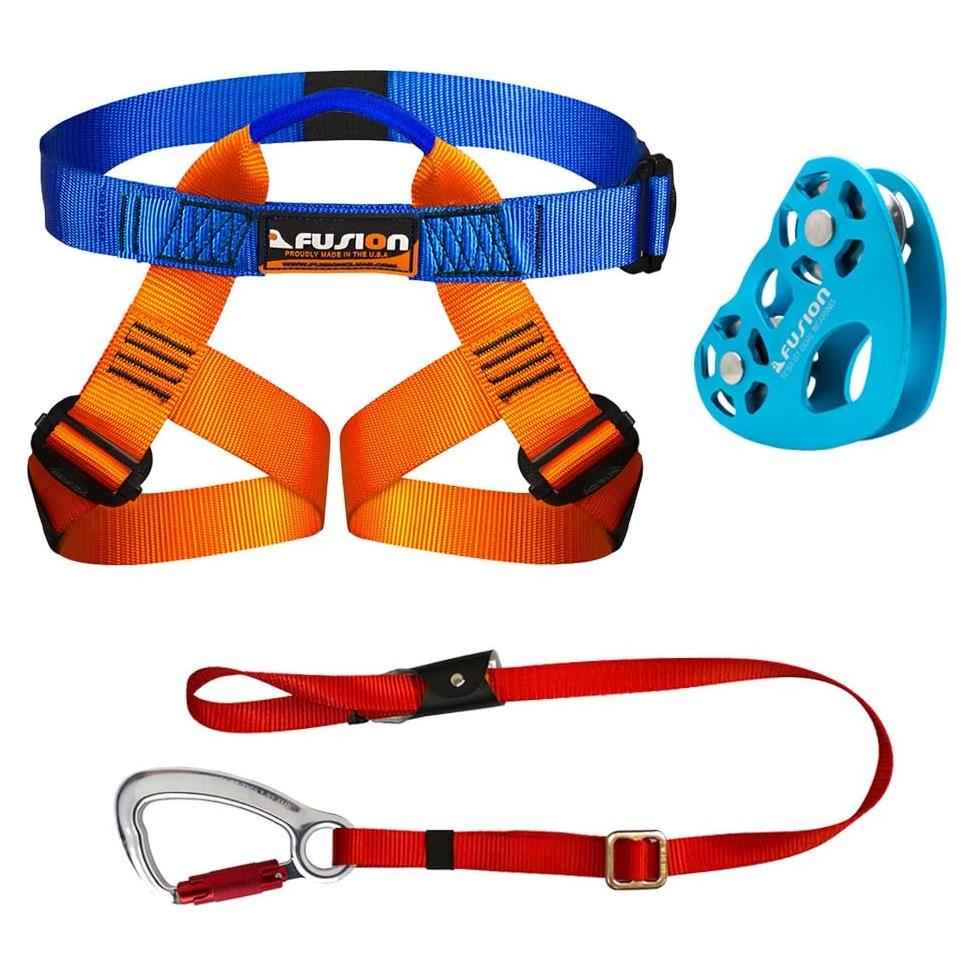 Kit de Tirolina Fusion Climb con Arnés y Cuerda para Jardín