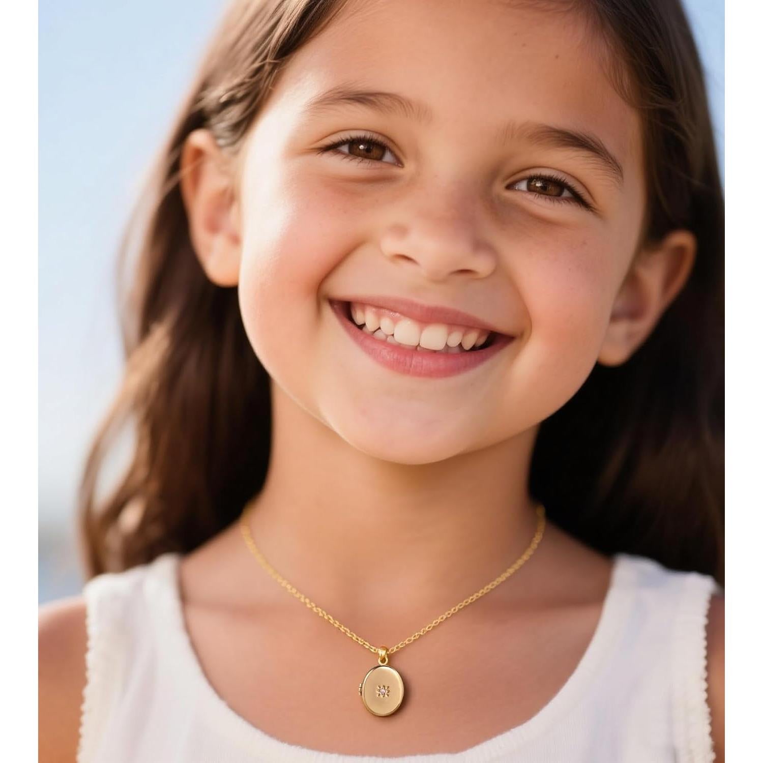 Collar Locket Corazón YOUFENG con Flor y Zircon Ovalado