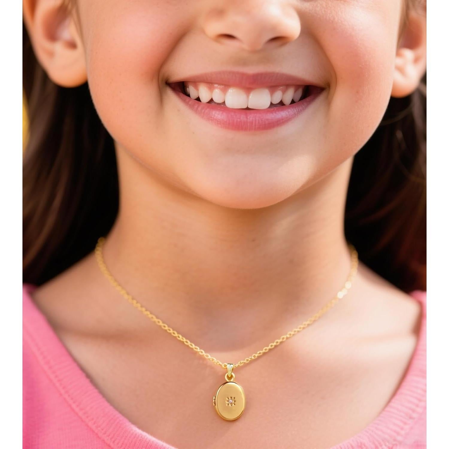 Collar Locket Corazón YOUFENG con Flor y Zircon Ovalado