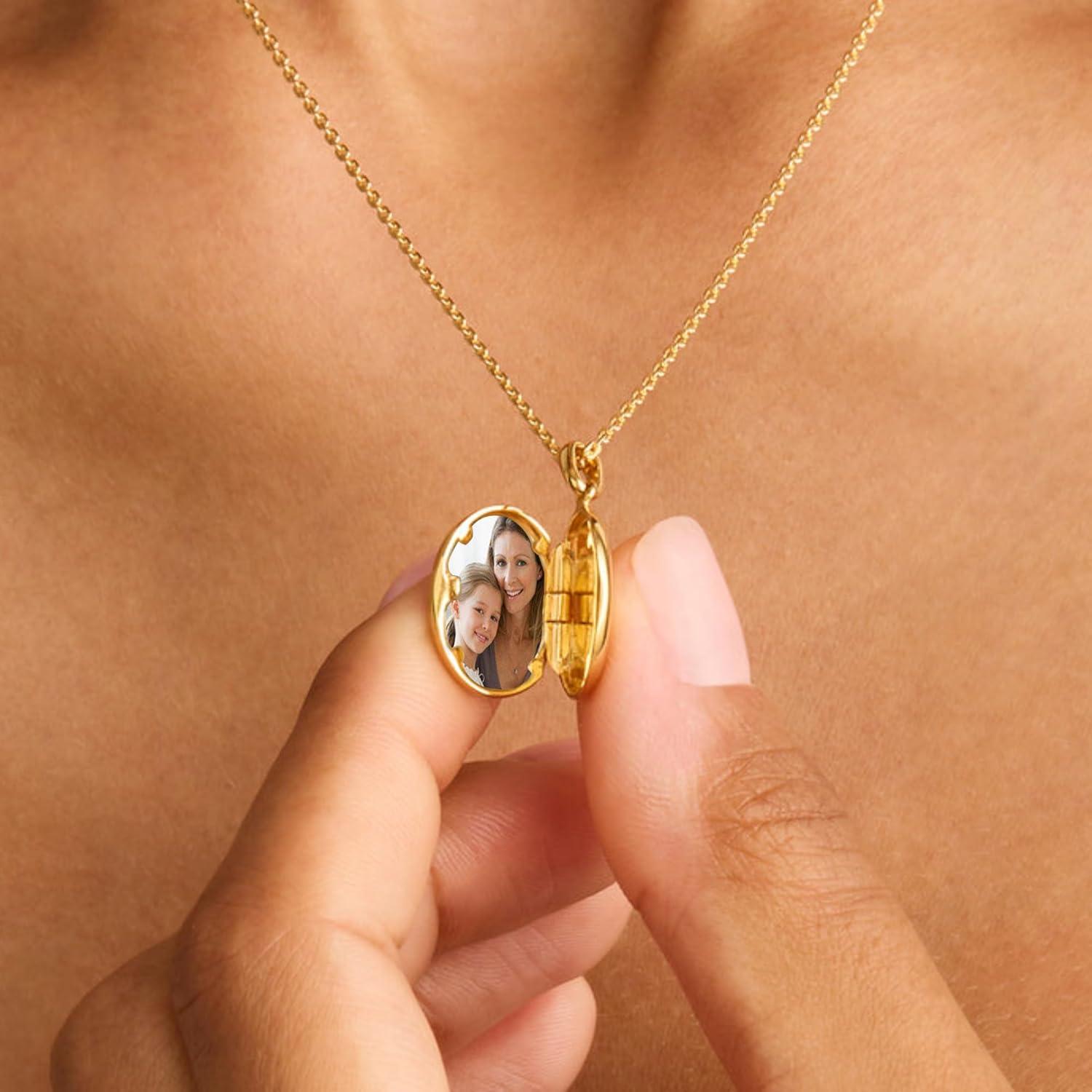 Collar Locket Corazón YOUFENG con Flor y Zircon Ovalado