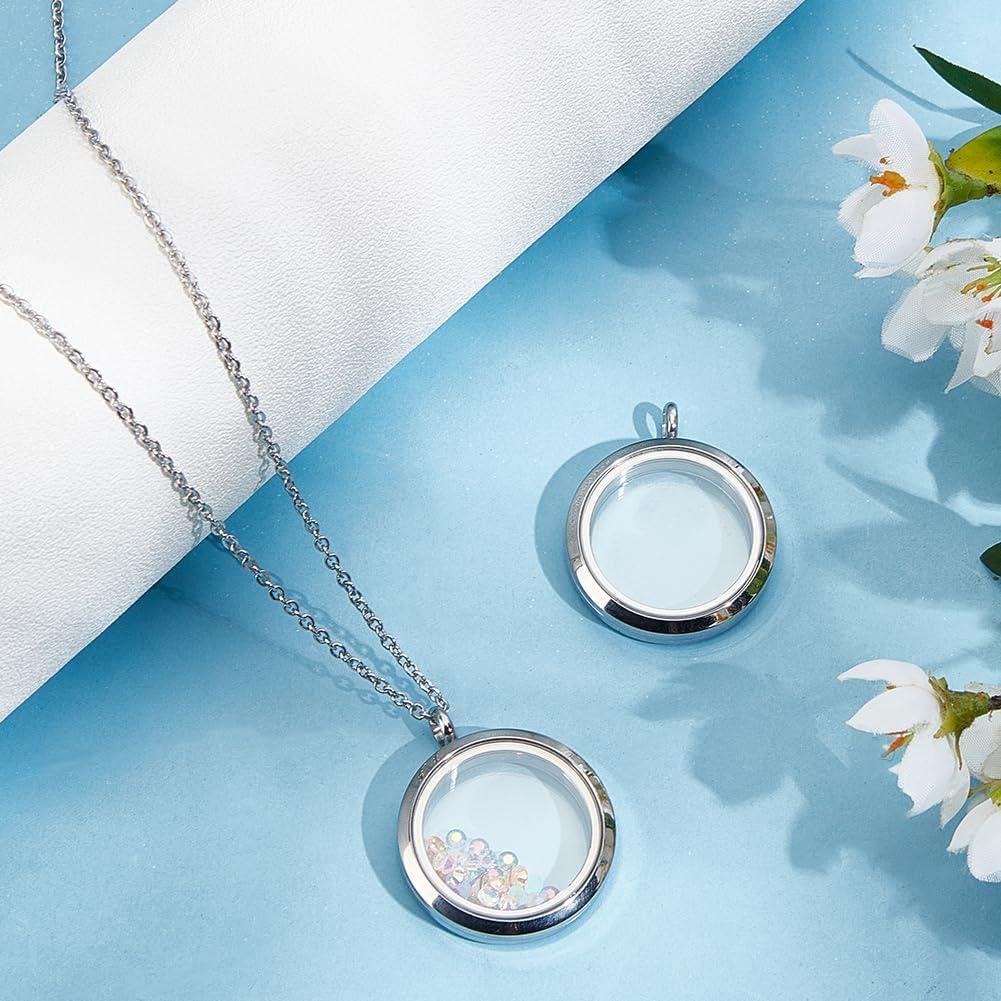 Beebeecraft 2 Piezas Locket Flotante Acero Inoxidable 304 Plata