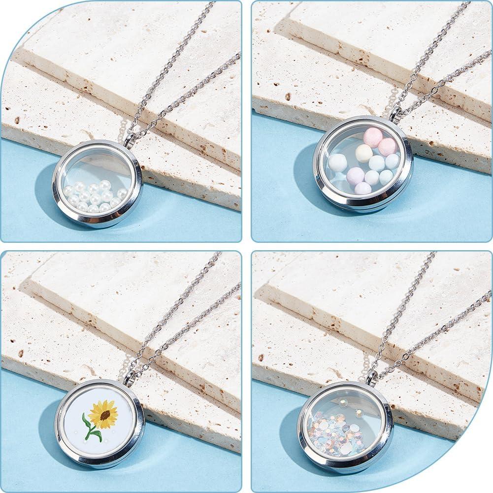 Beebeecraft 2 Piezas Locket Flotante Acero Inoxidable 304 Plata