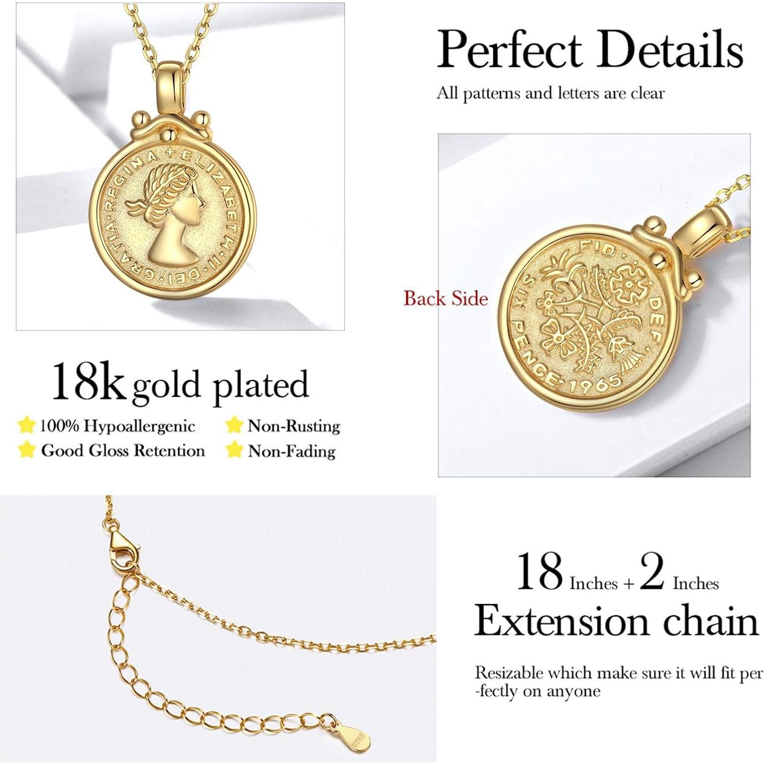 Collar de Moneda ChicSilver Plata Esterlina 18k para Mujeres