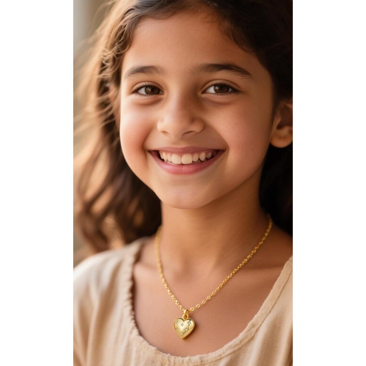 Collar Medallón Corazón YOUFENG con 2 Imágenes 45cm Oro 14K