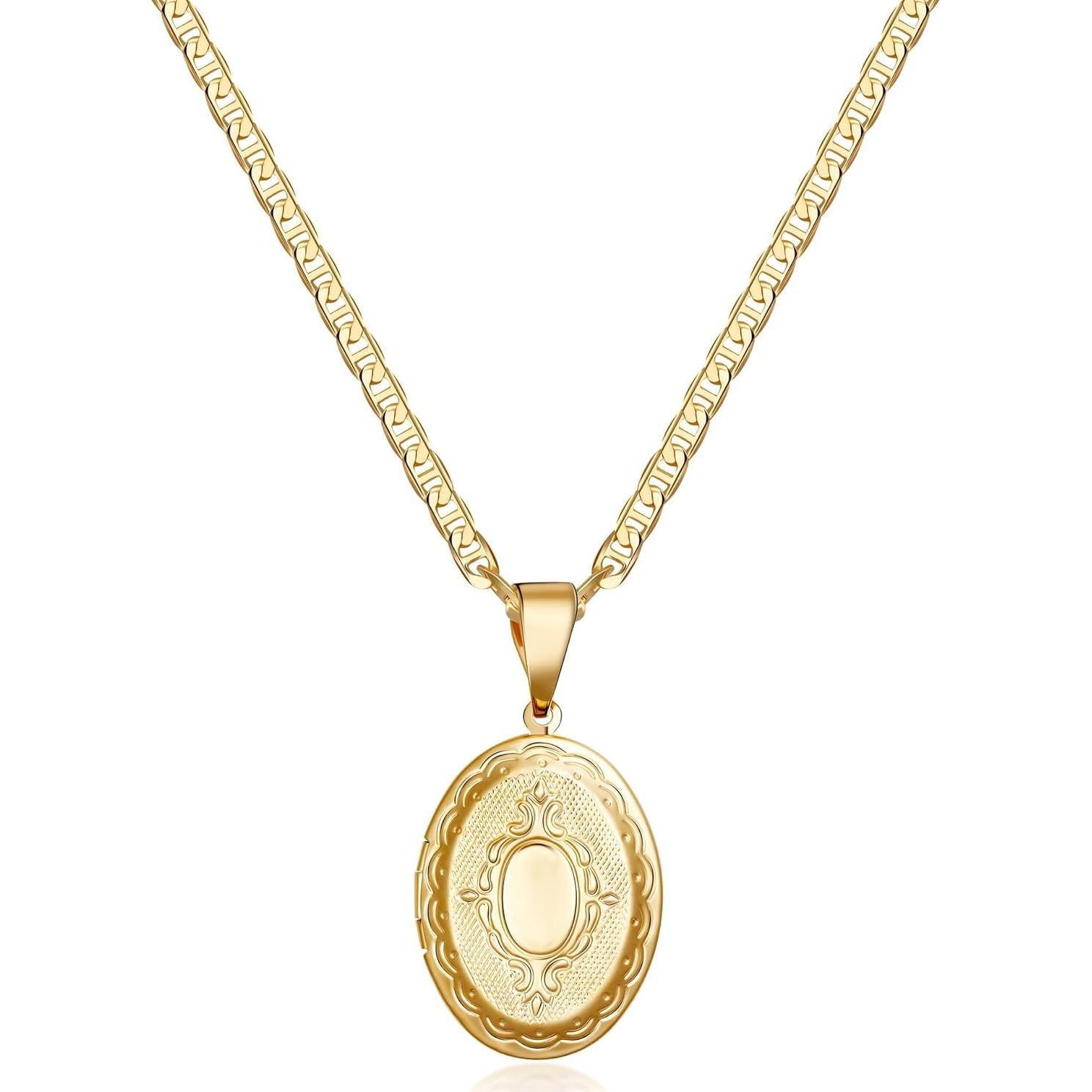 Collar de medallón chapado en oro 18K Barzel - 60.96 cm