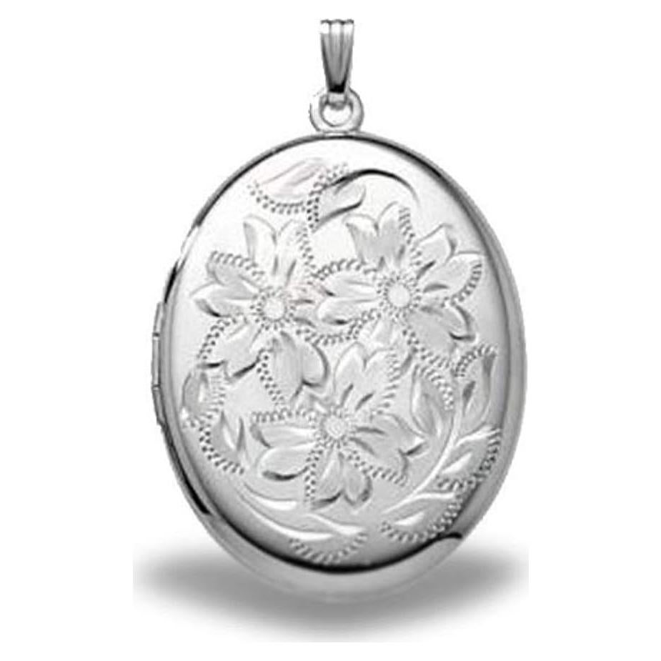 Locket Ovalado Extra Grande de Plata Esterlina 3.18x3.81cm