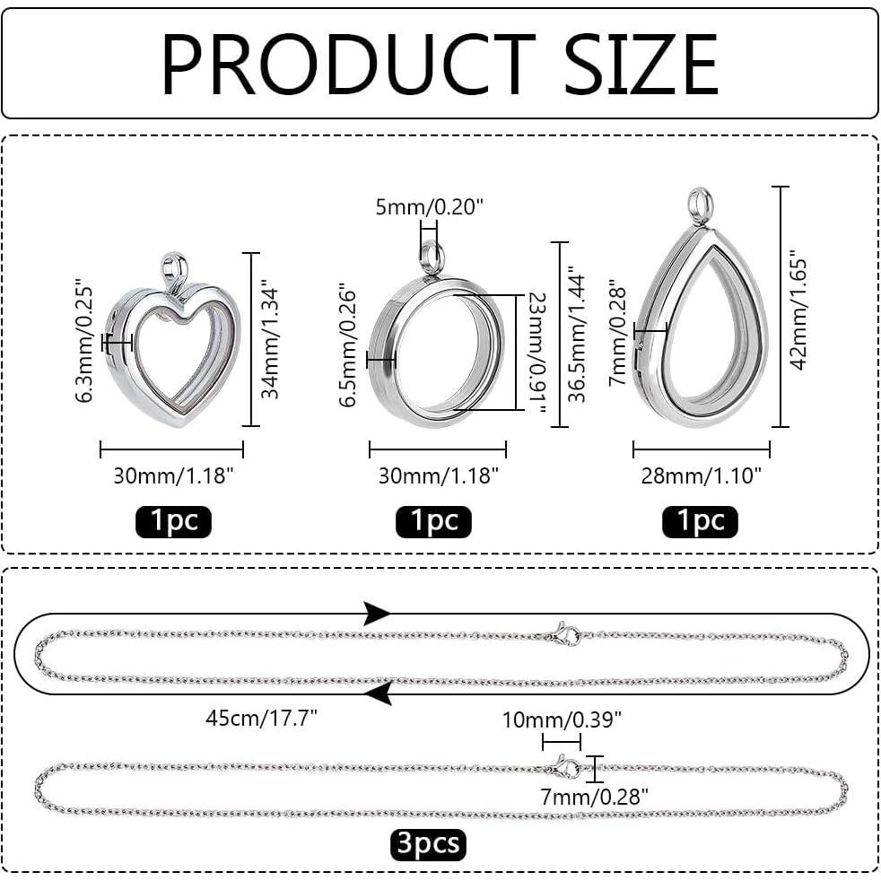 Collar con Colgante PH PandaHall 3 Estilos Acero Inoxidable