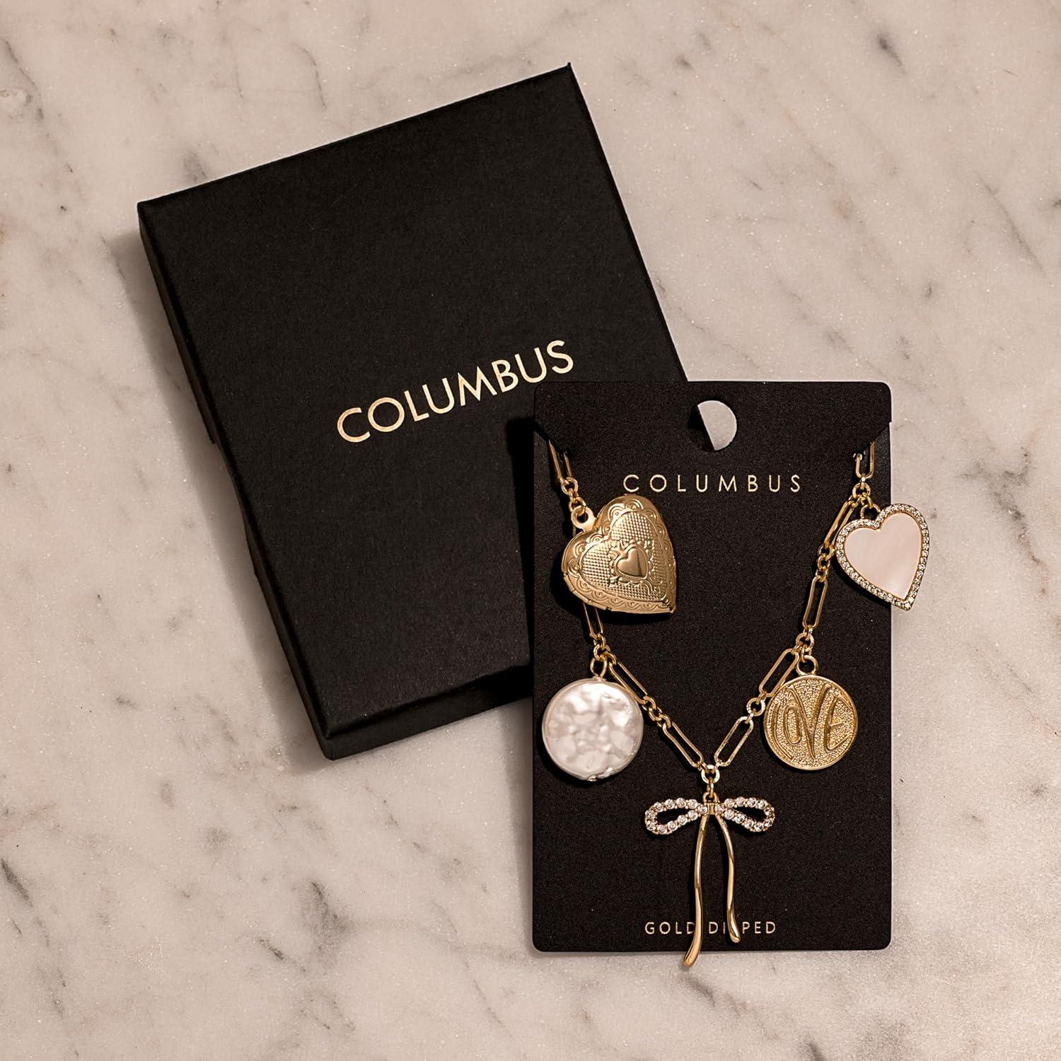 Collar con encanto chapado en oro 18K - Corazón y Perla