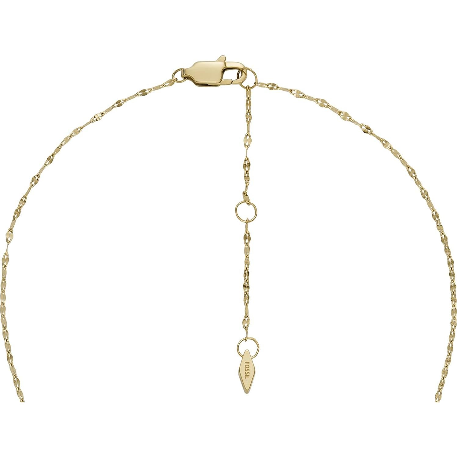 Collar de Cadena Grabable Fossil de Acero Inoxidable Dorado