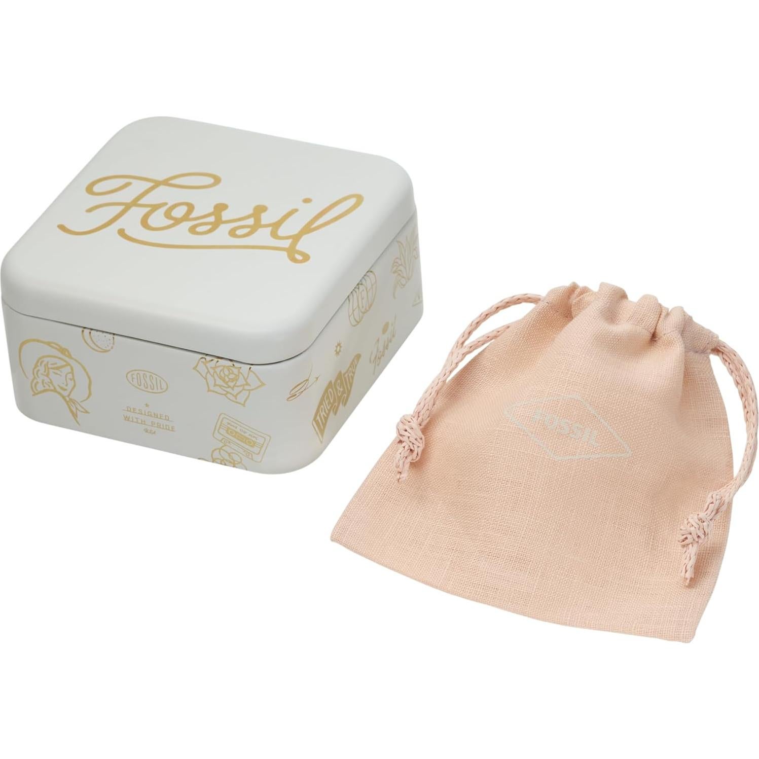 Collar de Cadena Grabable Fossil de Acero Inoxidable Dorado