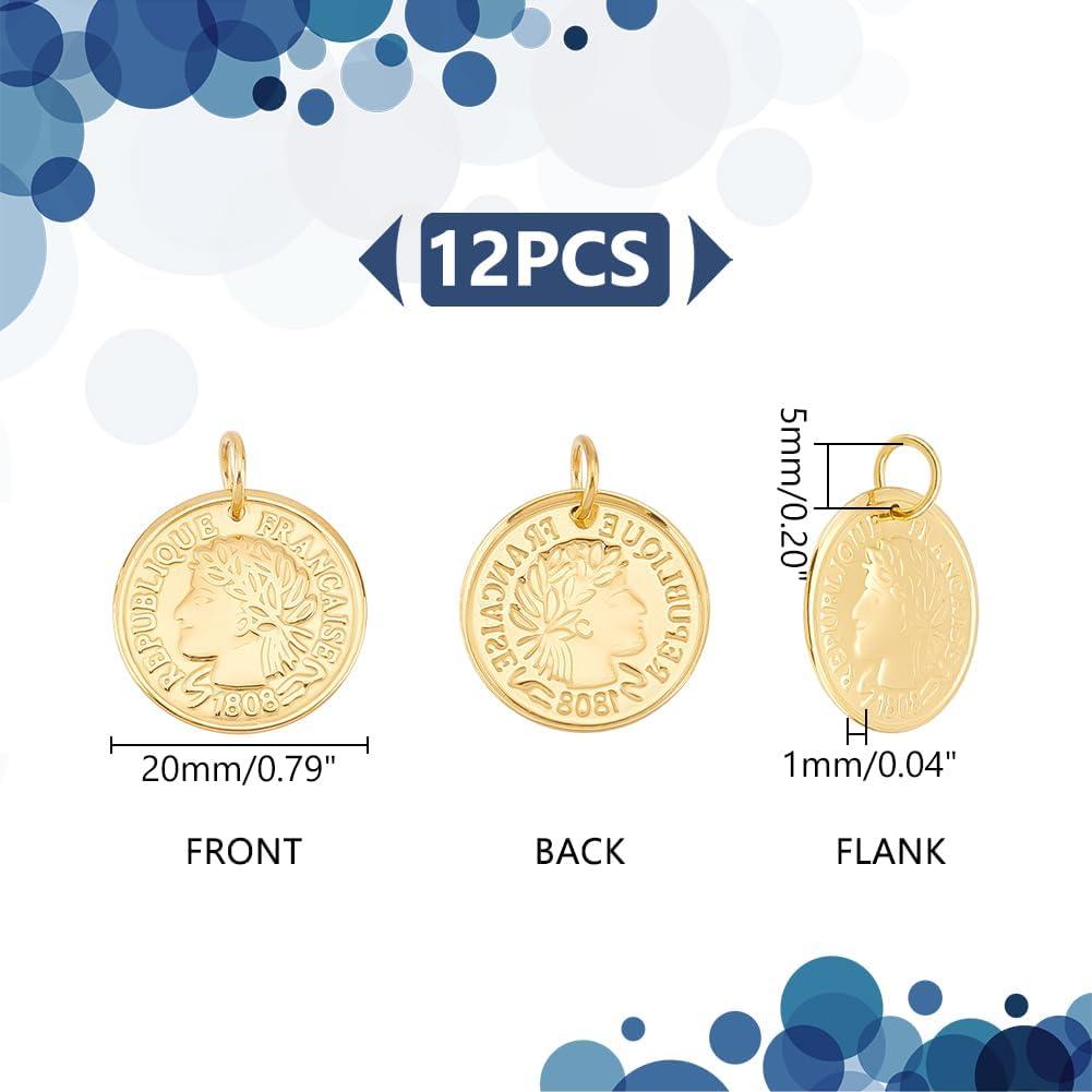 Colgantes de Moneda UNICRAFTALE 12Pcs Acero Inoxidable 20mm