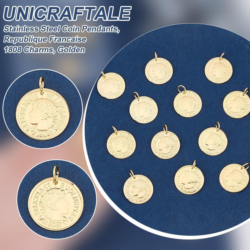 Colgantes de Moneda UNICRAFTALE 12Pcs Acero Inoxidable 20mm