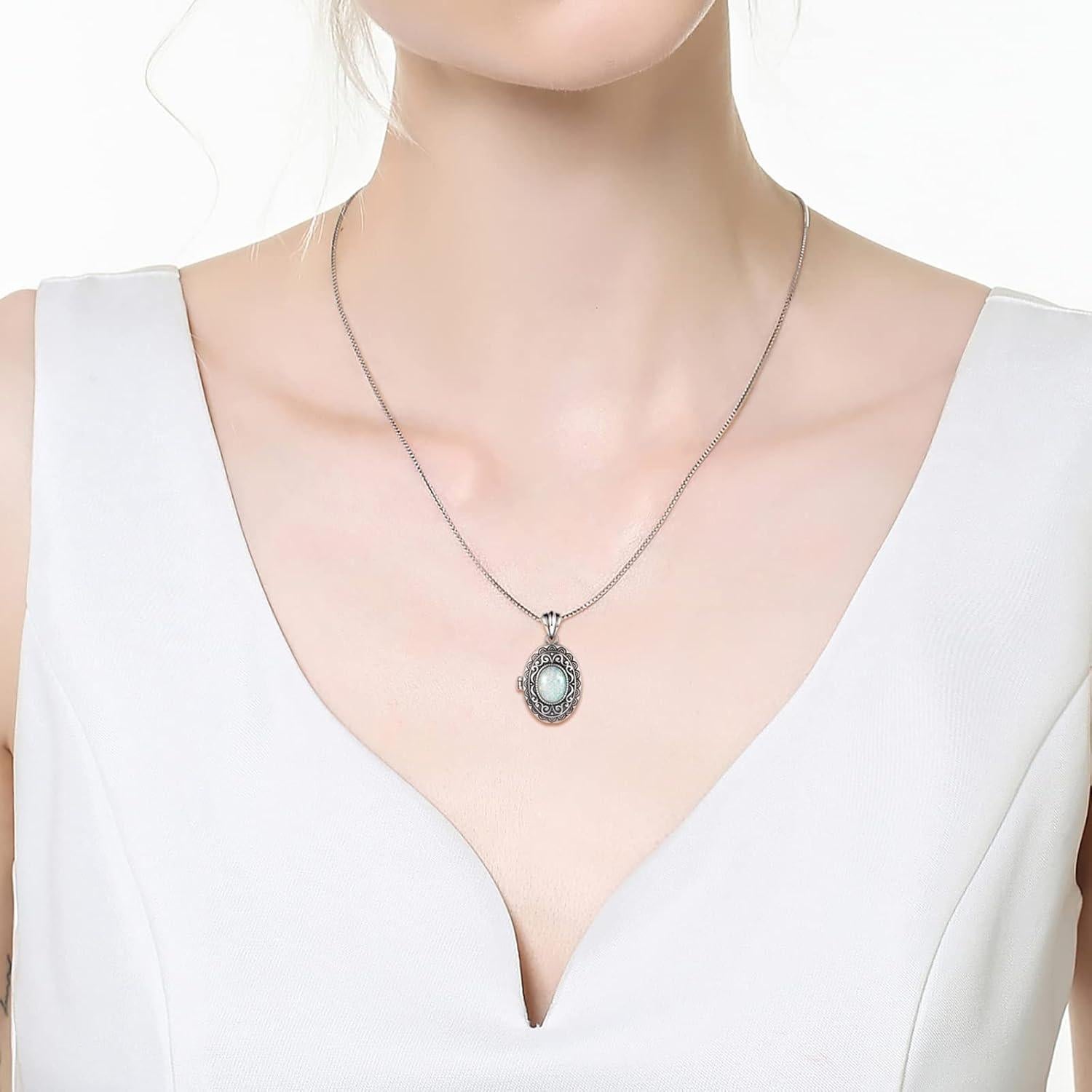 Colgante de Plata de Ley 925 Vintage con Cadena 22" para Mujer