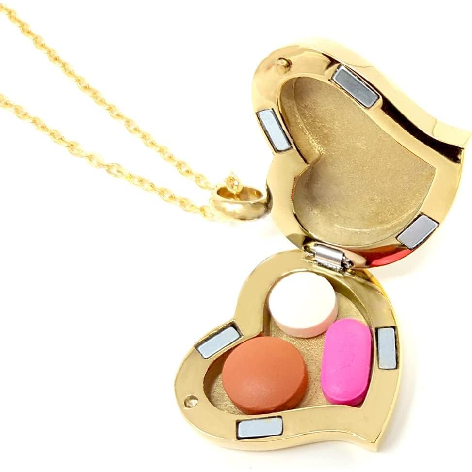 Collar de Píldora Corazón Amour - Medallón Oro 66 cm