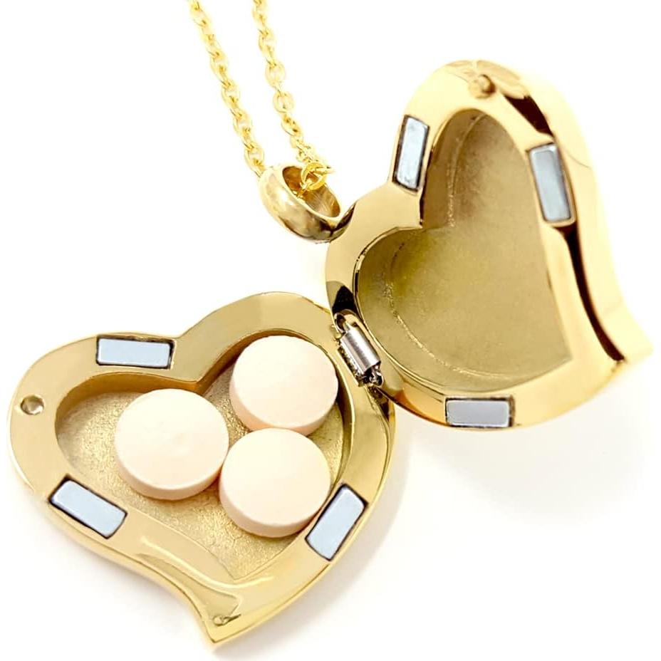 Collar de Píldora Corazón Amour - Medallón Oro 66 cm