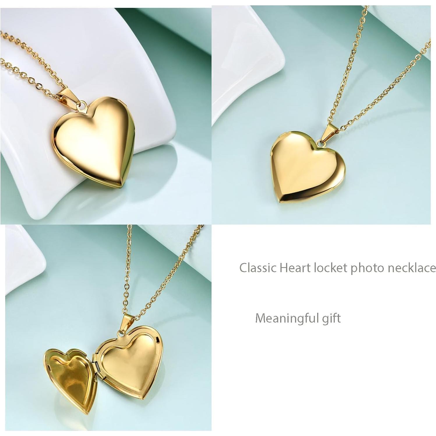 Collar Locket Corazón Acero Inoxidable GIVUFUN 60 cm