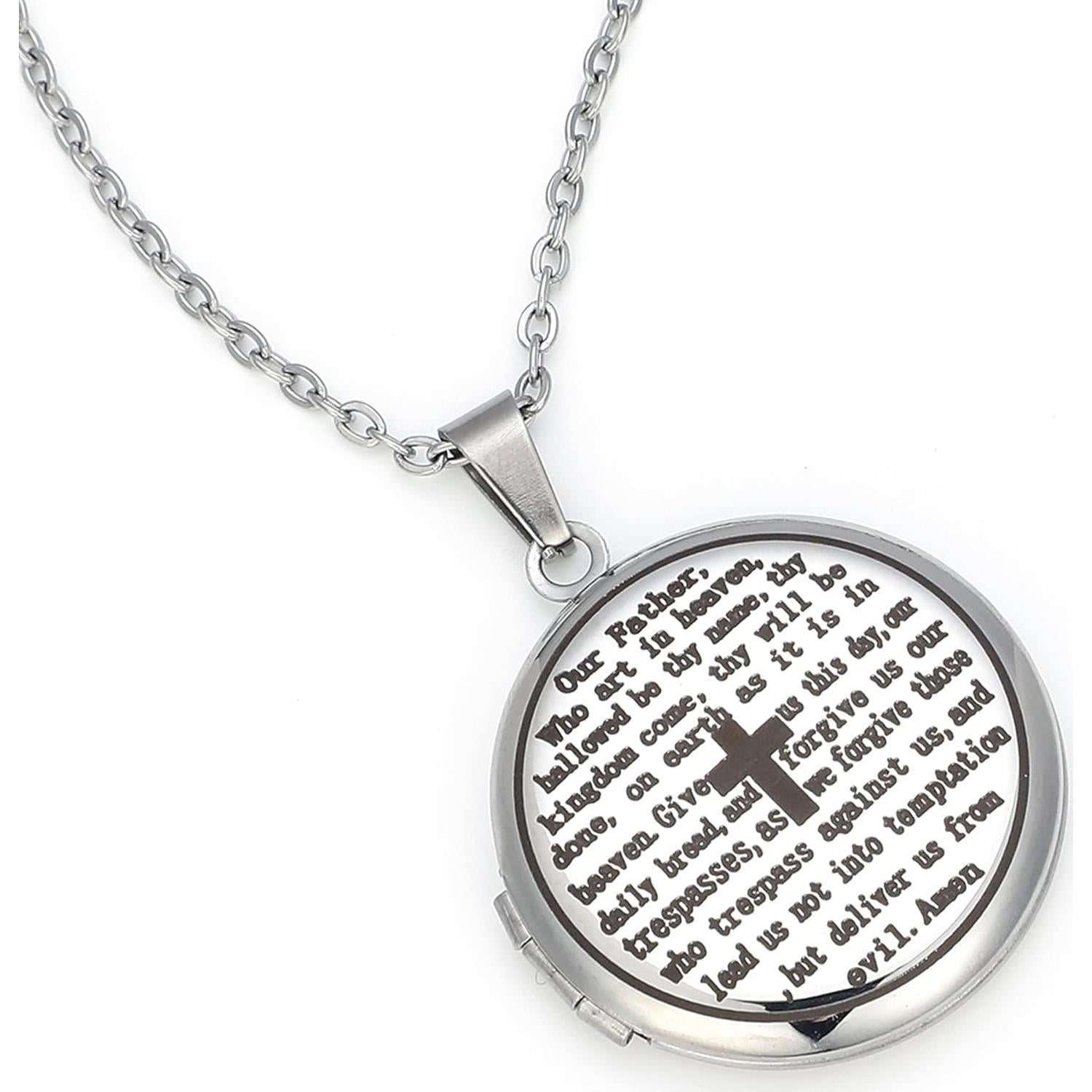 Collar Locket Cruz Religiosa Acero Inoxidable 2 Fotos 45.72 cm