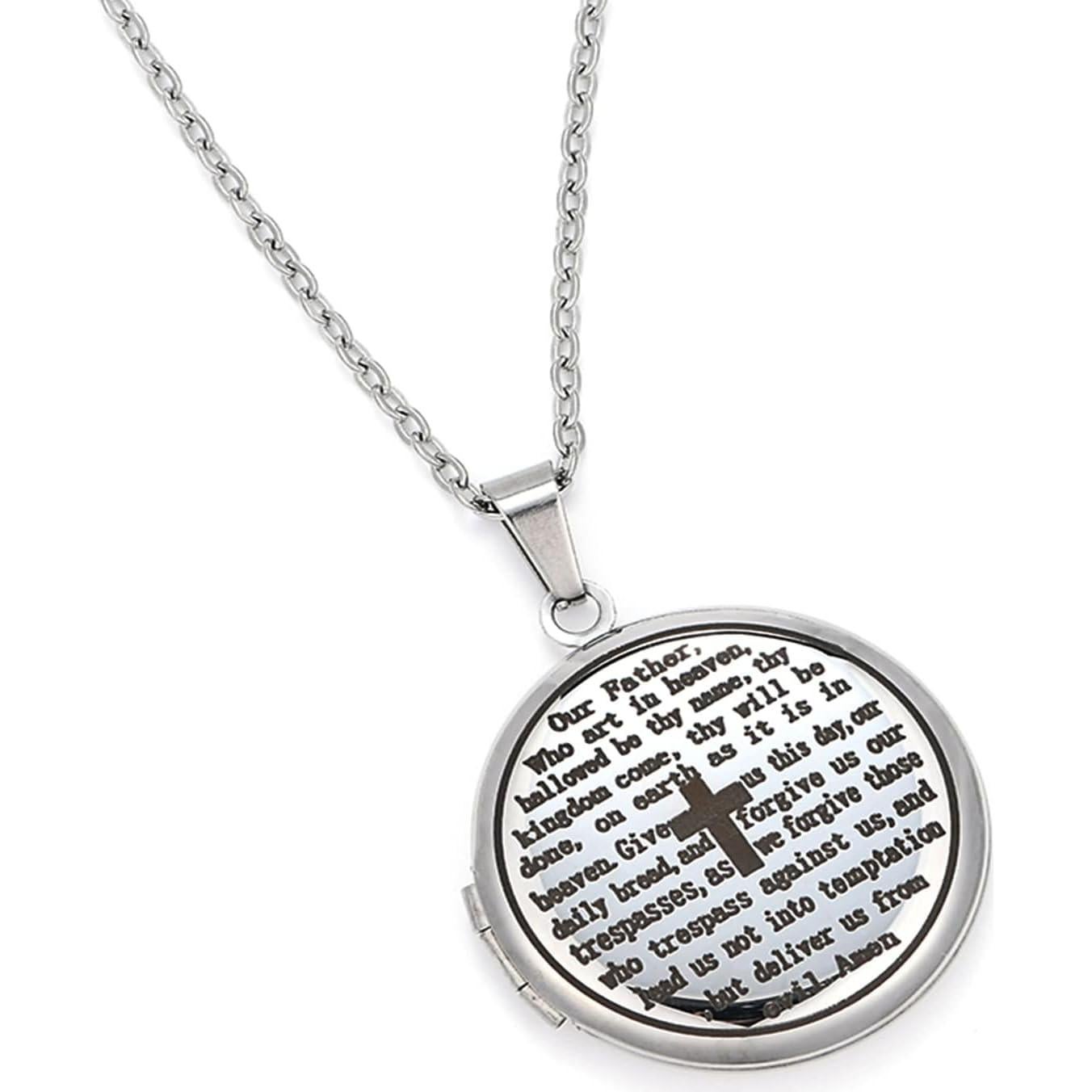 Collar Locket Cruz Religiosa Acero Inoxidable 2 Fotos 45.72 cm