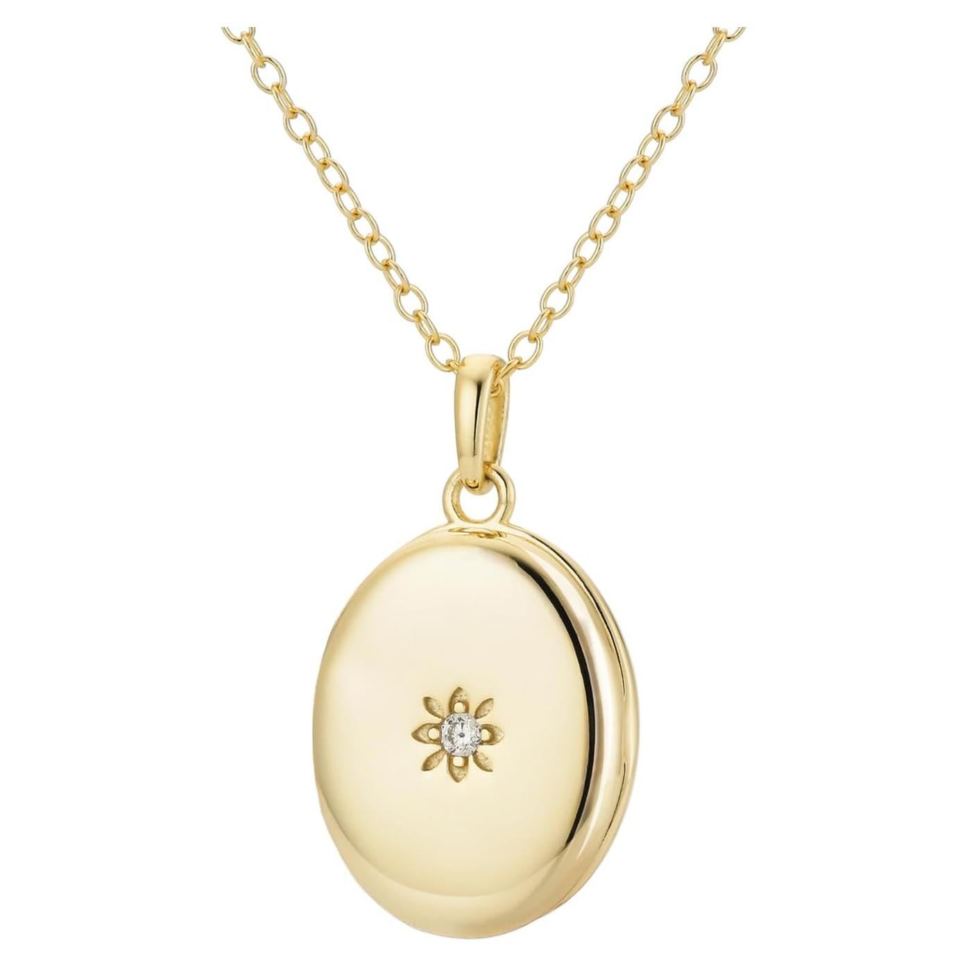 Colgante Locket Estrella Plata Esterlina 925 Baño Oro 14K