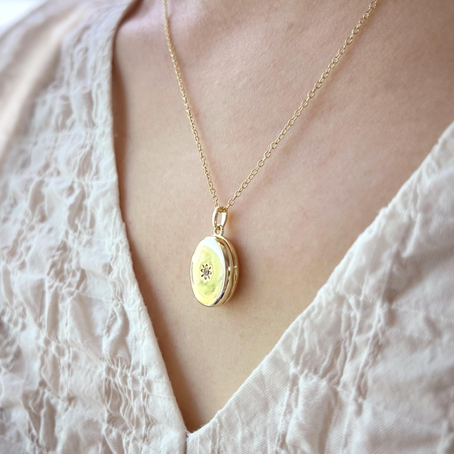 Colgante Locket Estrella Plata Esterlina 925 Baño Oro 14K