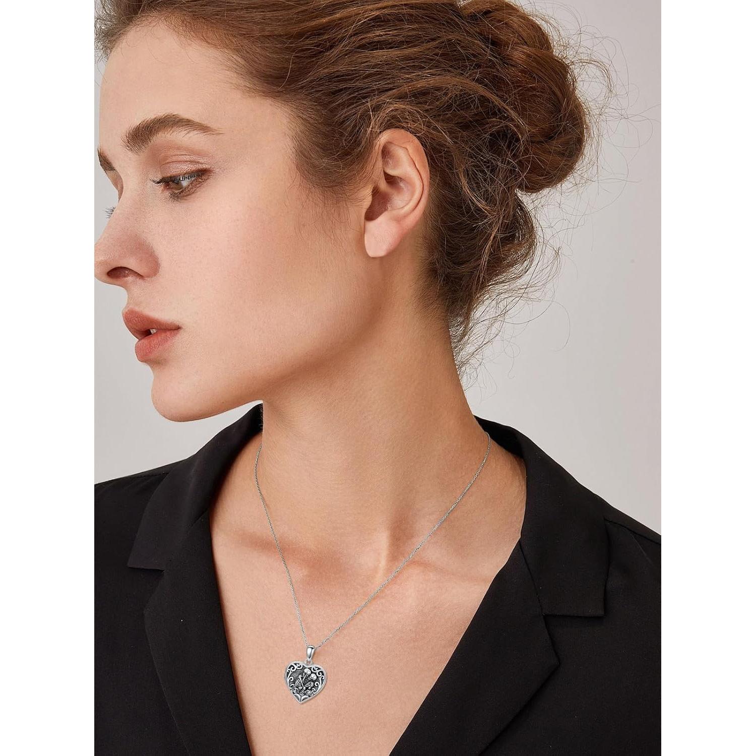 Collar medallón corazón 925 plata esterlina fotos personalizadas