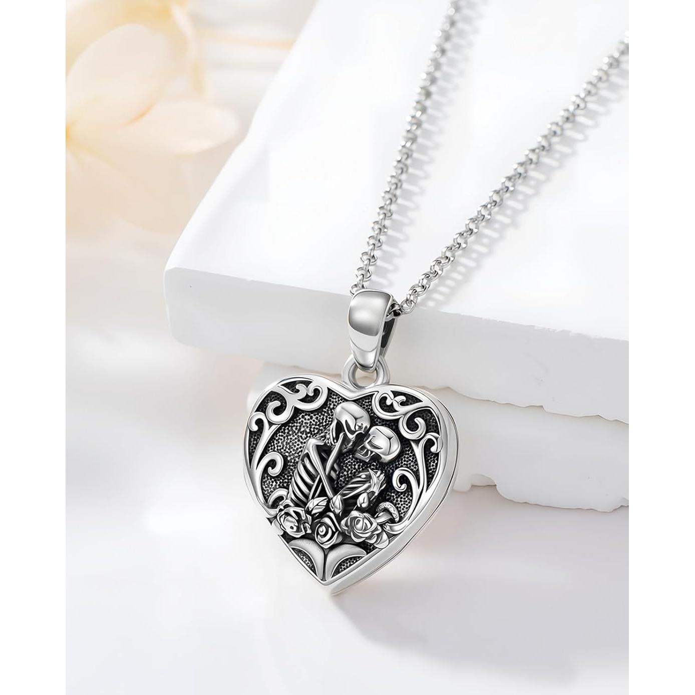 Collar medallón corazón 925 plata esterlina fotos personalizadas