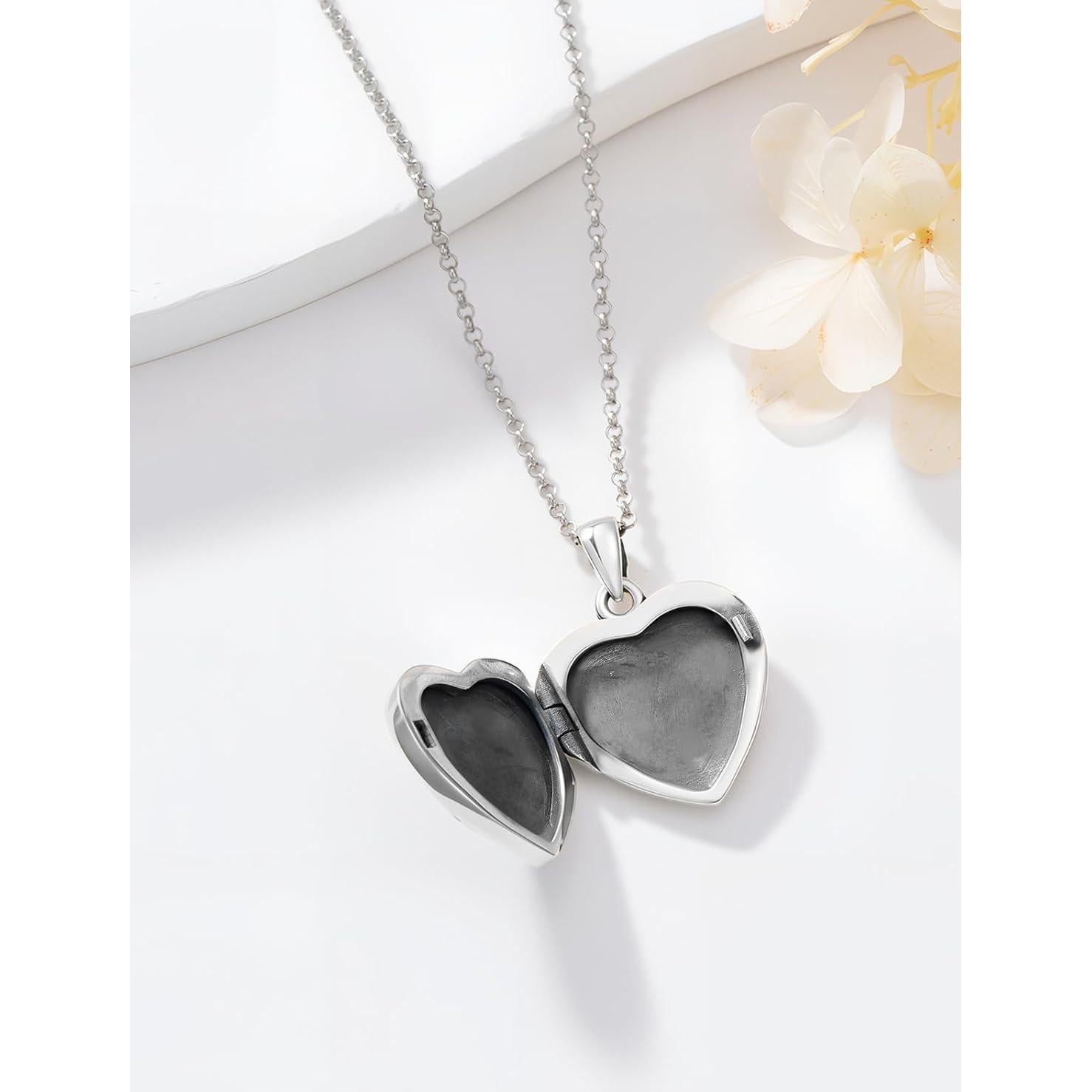 Collar medallón corazón 925 plata esterlina fotos personalizadas