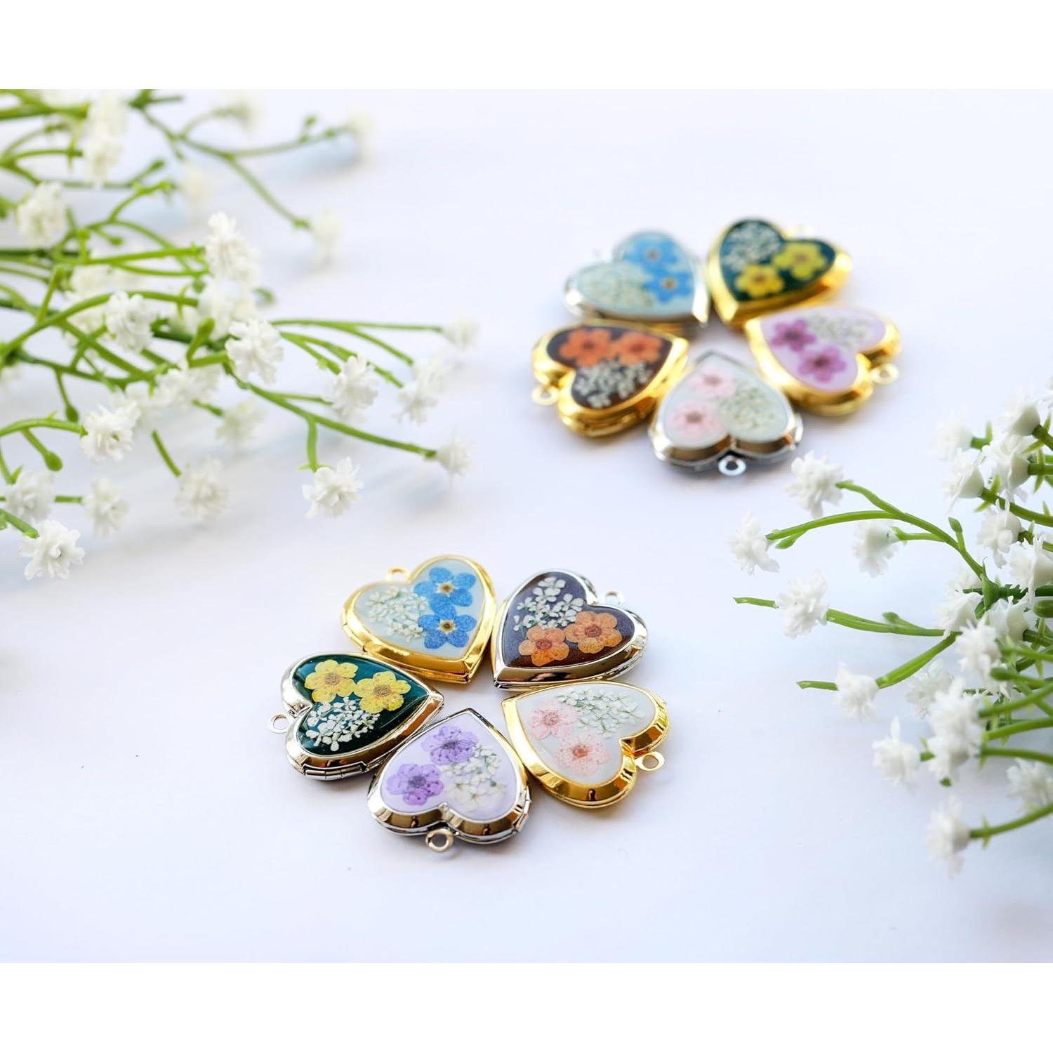 Collar de Colgante Corazón con Flores Secas Olvidame Nunca