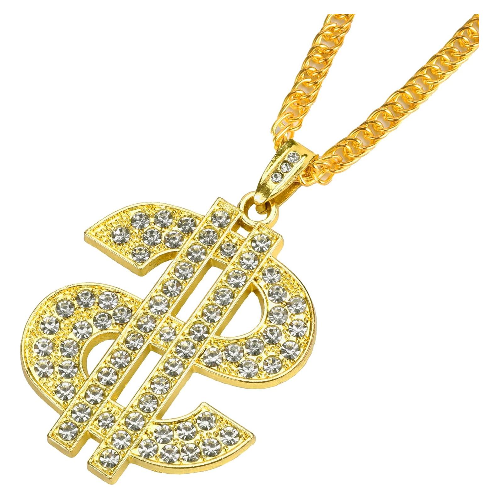Collar de Cadena de Oro Hip Hop con Signo de Dólar 71 cm