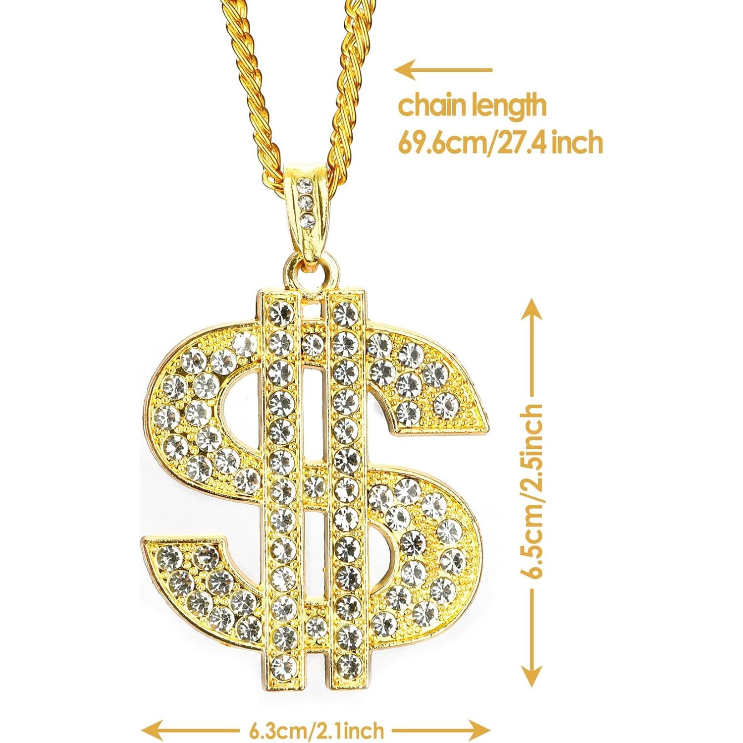 Collar de Cadena de Oro Hip Hop con Signo de Dólar 71 cm